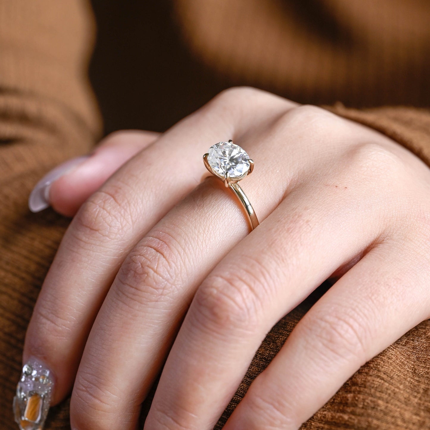 CausYou oval cut moissanite engagement ring CausYou East to West Solid Gold Oval Cut Moissanite Engagement Ring, Solitaire Promise Ring, Proposal Ring, Gift for Woman, Wife