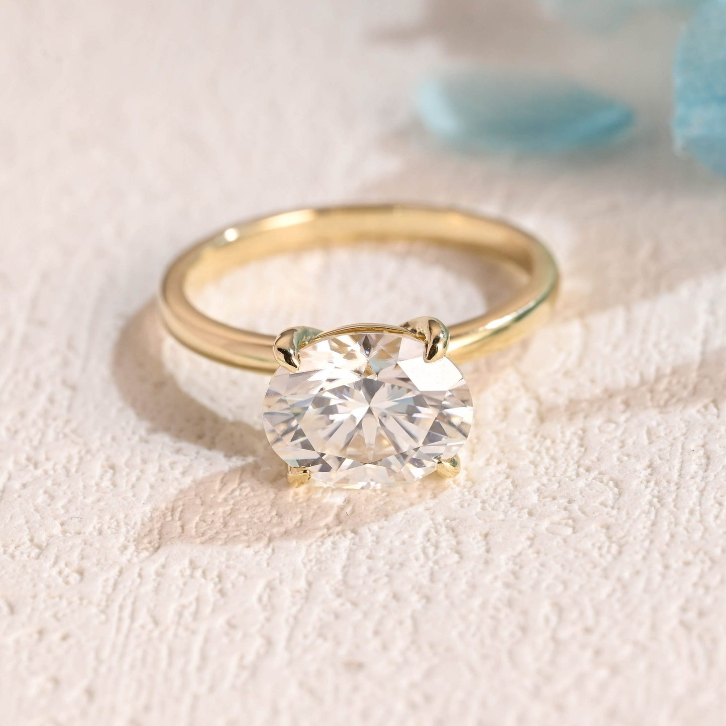 CausYou oval cut moissanite engagement ring CausYou East to West Solid Gold Oval Cut Moissanite Engagement Ring, Solitaire Promise Ring, Proposal Ring, Gift for Woman, Wife