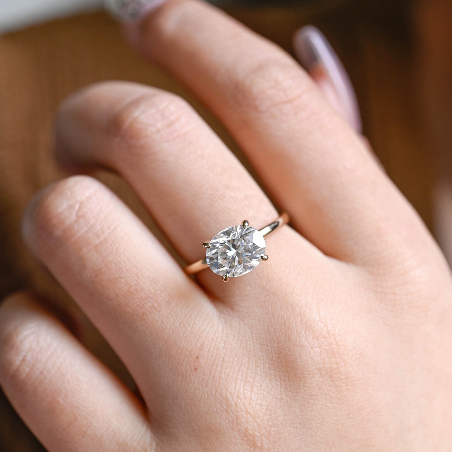CausYou oval cut moissanite engagement ring CausYou East to West Solid Gold Oval Cut Moissanite Engagement Ring, Solitaire Promise Ring, Proposal Ring, Gift for Woman, Wife