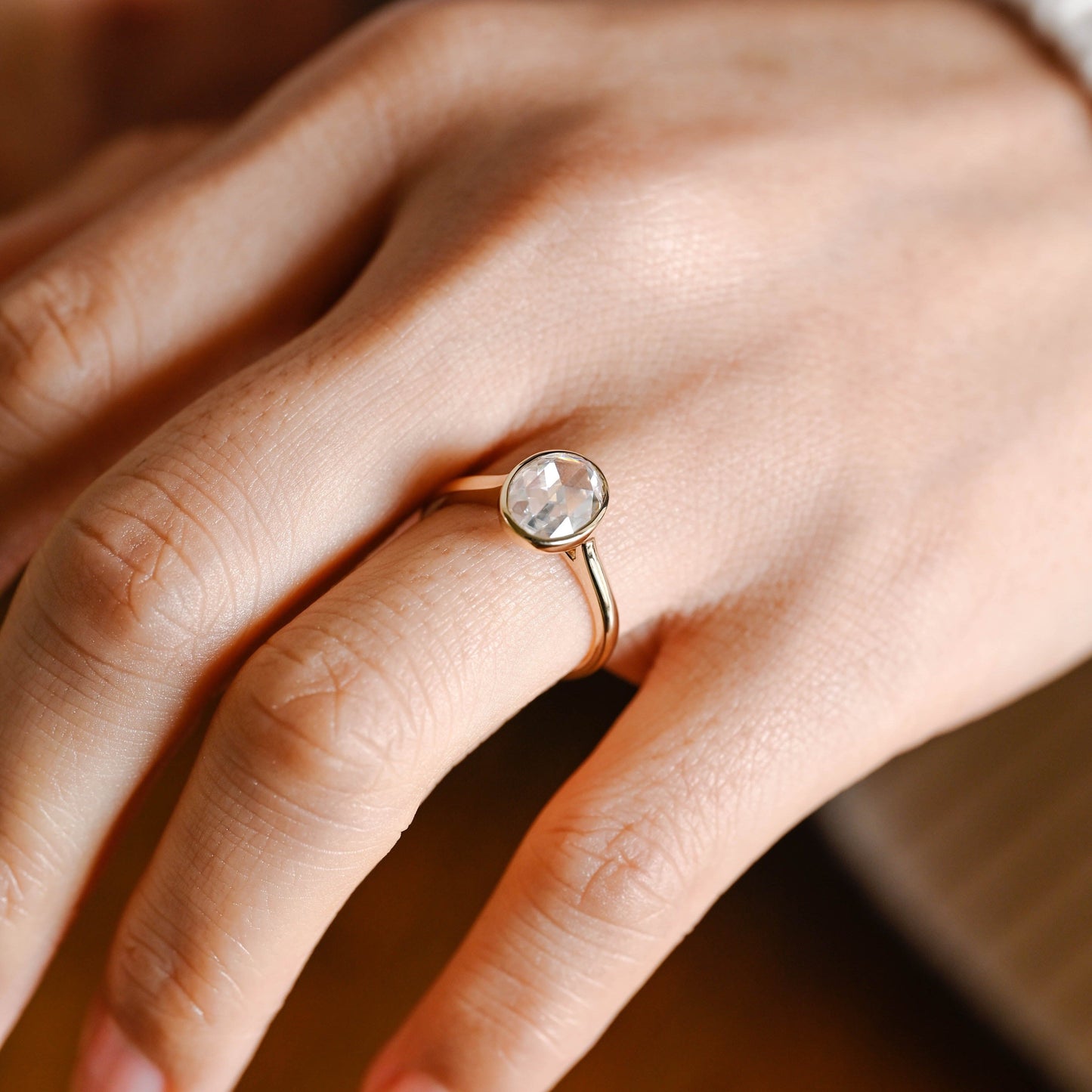 CausYou oval cut moissanite engagement ring CausYou Rose Cut Bezel Oval Moissanite Engagement Ring, High Setting Wedding Ring Promise Ring, Gifts for Women Wife