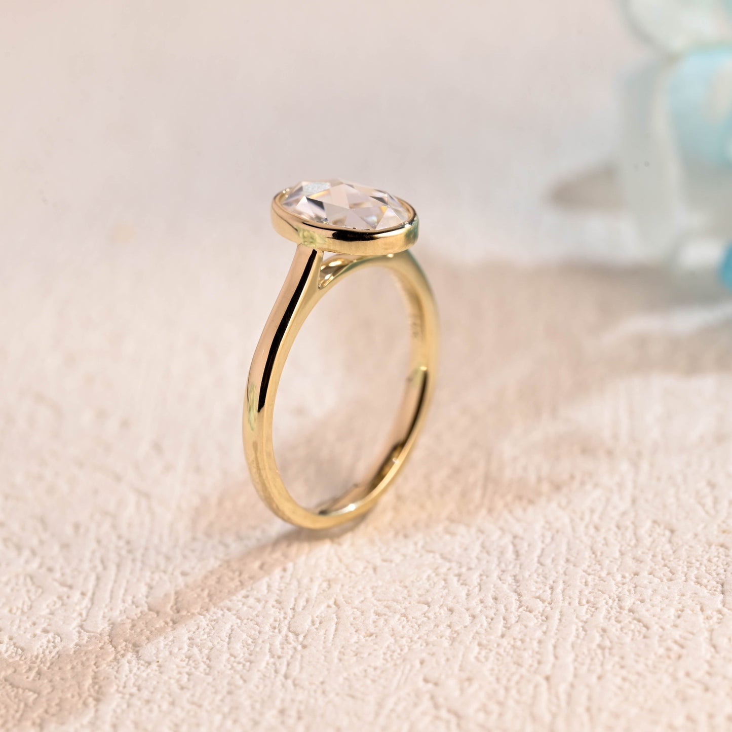 CausYou oval cut moissanite engagement ring CausYou Rose Cut Bezel Oval Moissanite Engagement Ring, High Setting Wedding Ring Promise Ring, Gifts for Women Wife
