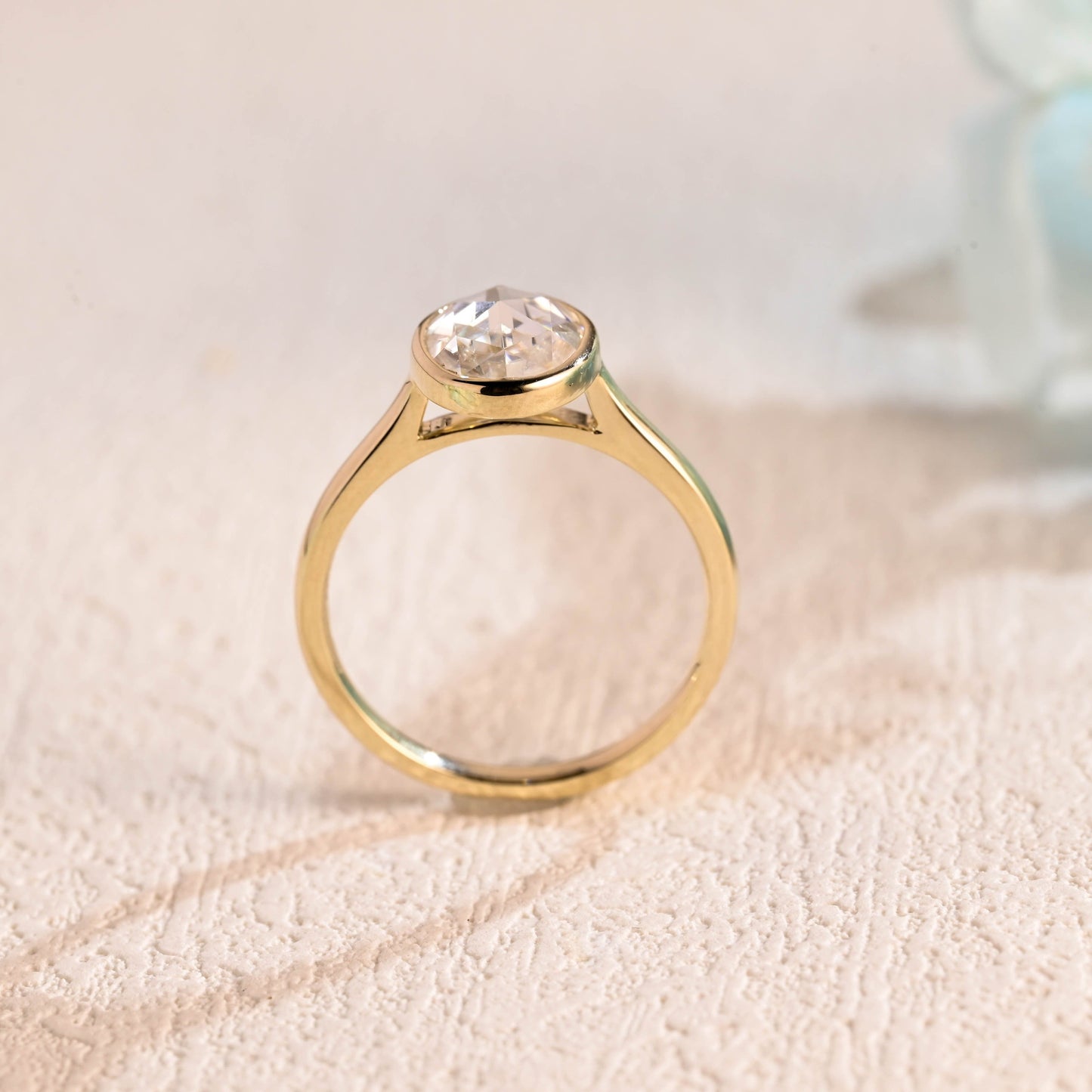CausYou oval cut moissanite engagement ring CausYou Rose Cut Bezel Oval Moissanite Engagement Ring, High Setting Wedding Ring Promise Ring, Gifts for Women Wife
