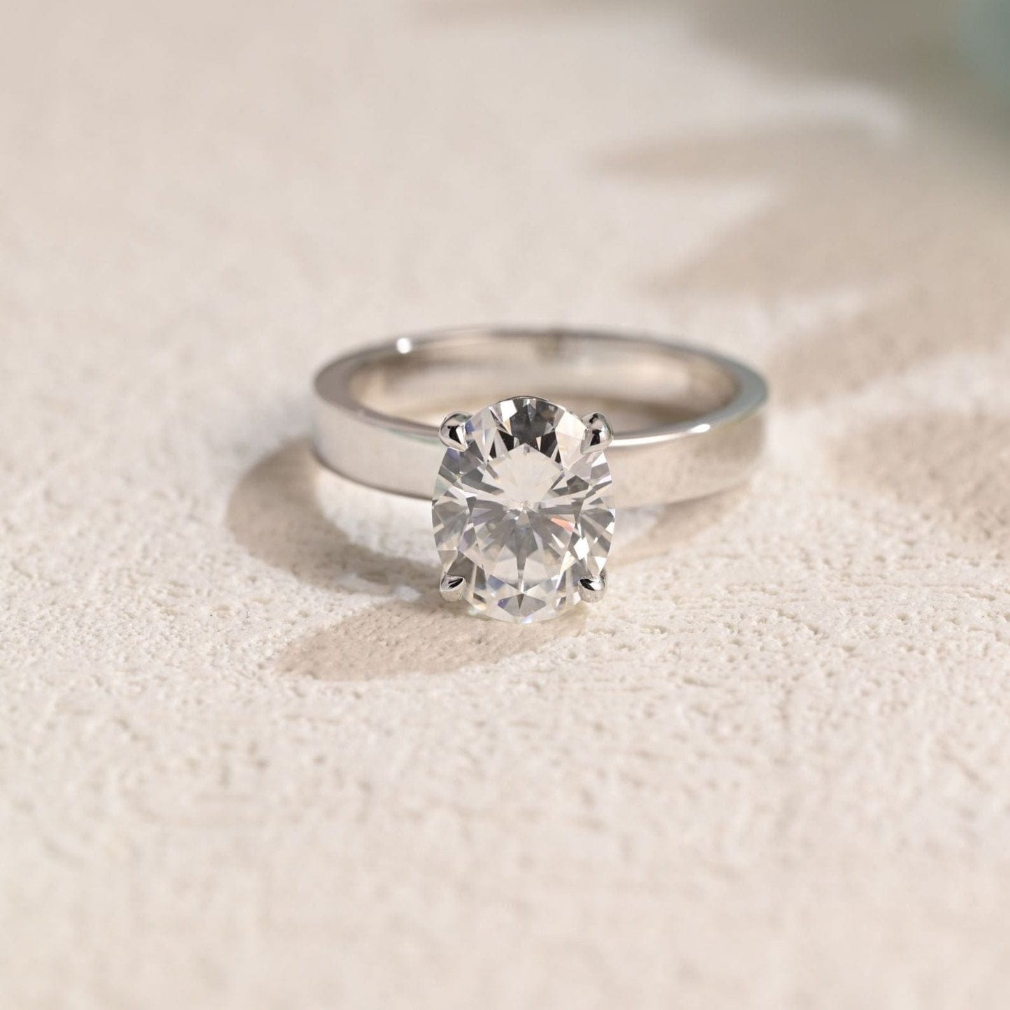 CausYou oval cut moissanite engagement ring CausYou Solid Gold 3mm Width Oval Cut Moissanite Engagement Ring, Solitaire Ring