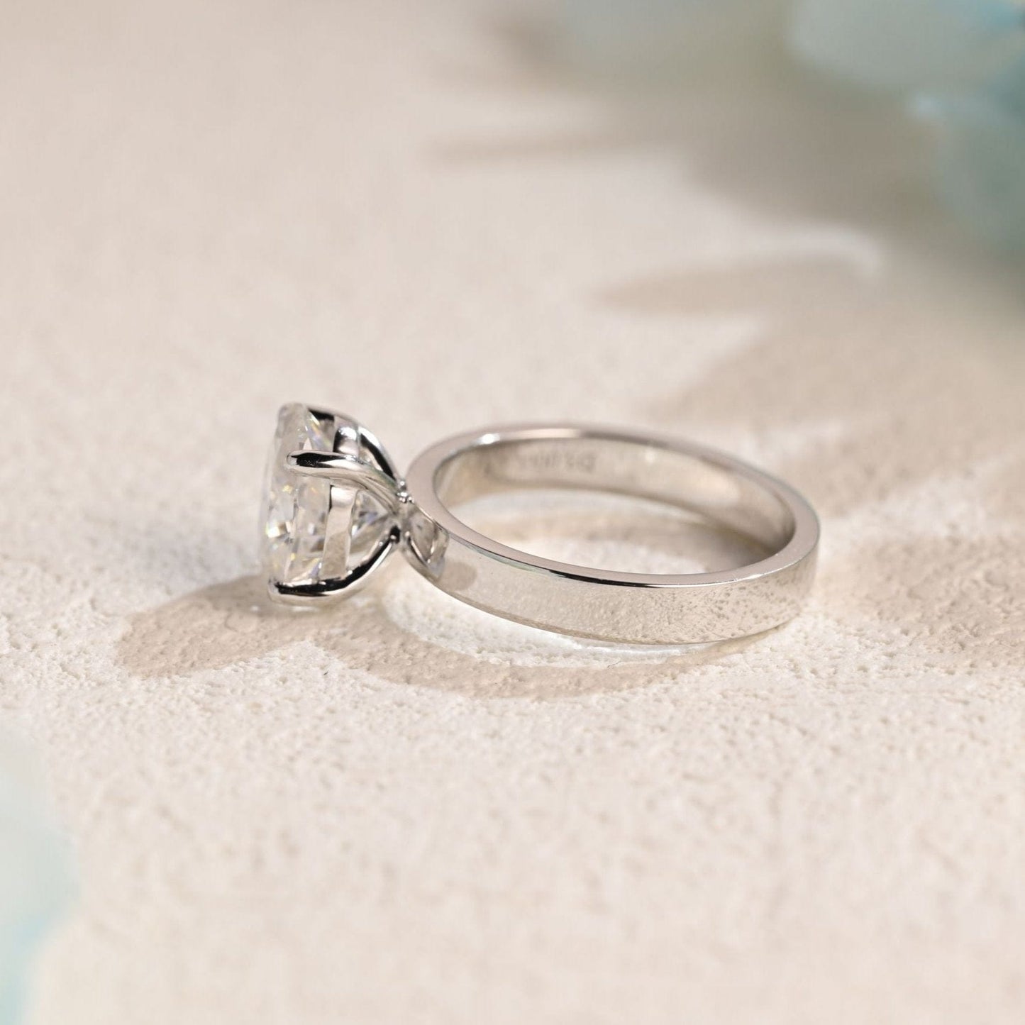 CausYou oval cut moissanite engagement ring CausYou Solid Gold 3mm Width Oval Cut Moissanite Engagement Ring, Solitaire Ring