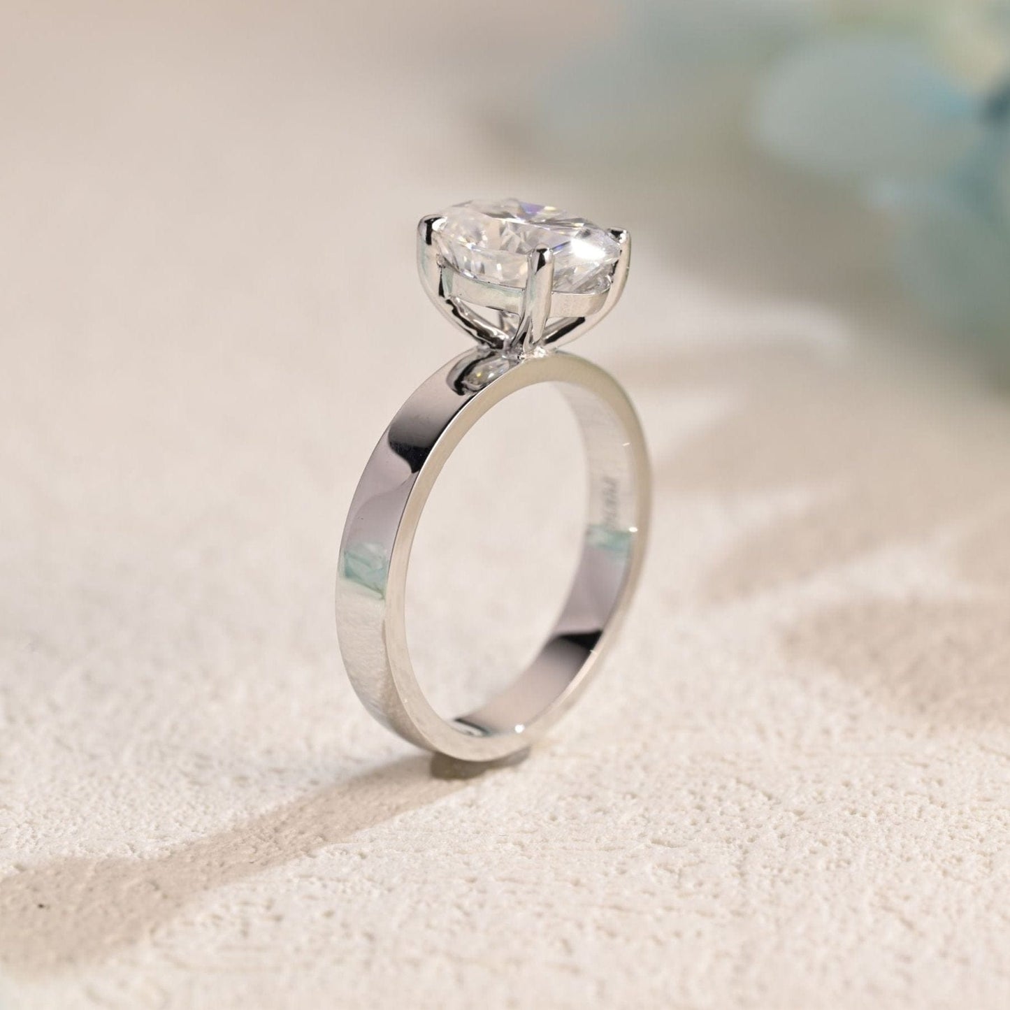 CausYou oval cut moissanite engagement ring CausYou Solid Gold 3mm Width Oval Cut Moissanite Engagement Ring, Solitaire Ring