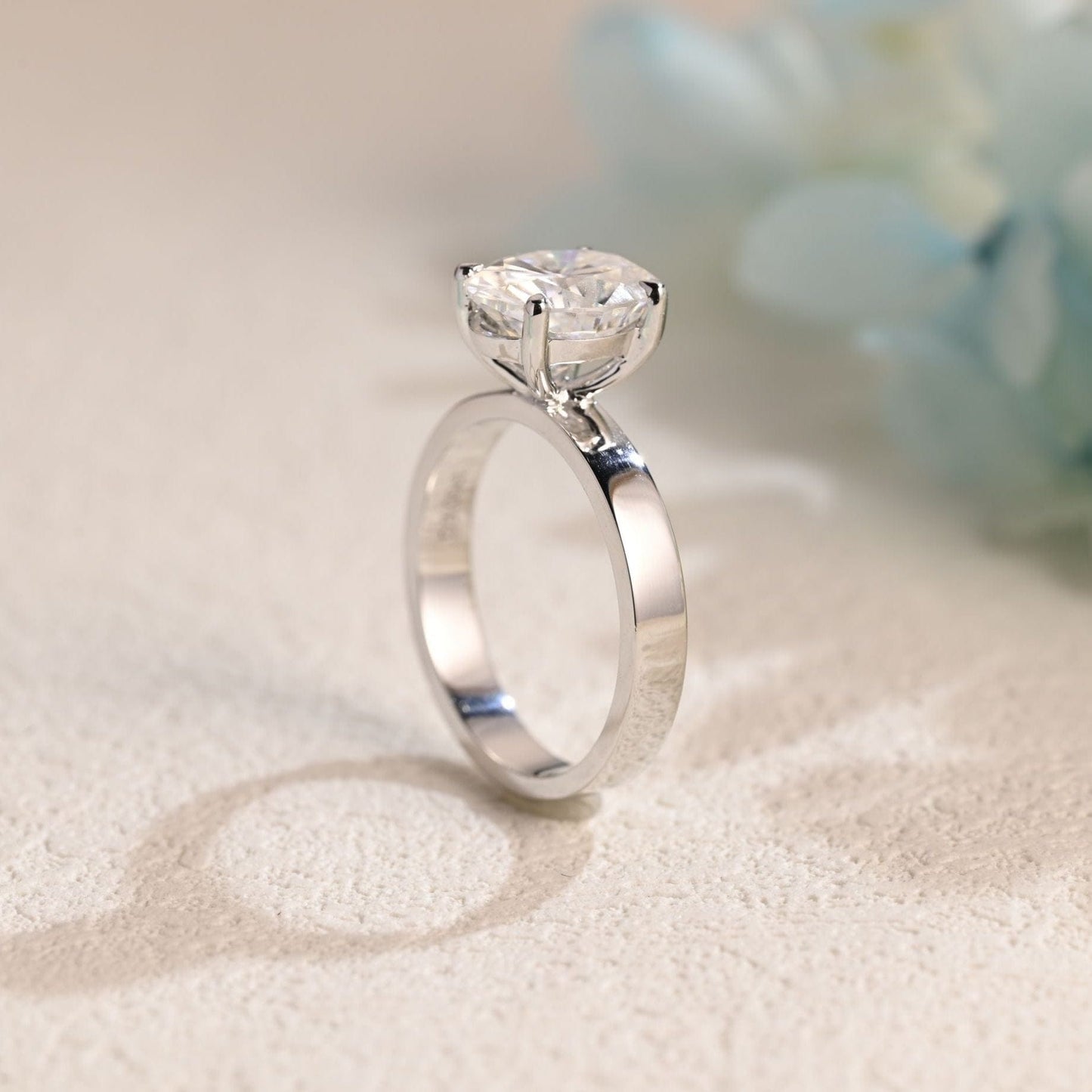 CausYou oval cut moissanite engagement ring CausYou Solid Gold 3mm Width Oval Cut Moissanite Engagement Ring, Solitaire Ring