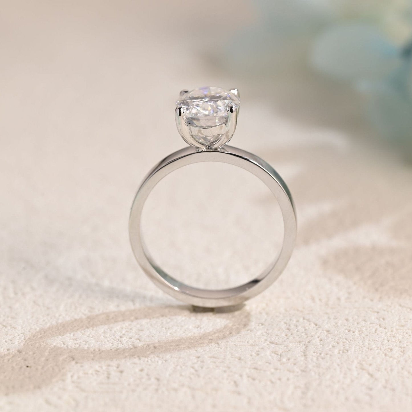 CausYou oval cut moissanite engagement ring CausYou Solid Gold 3mm Width Oval Cut Moissanite Engagement Ring, Solitaire Ring