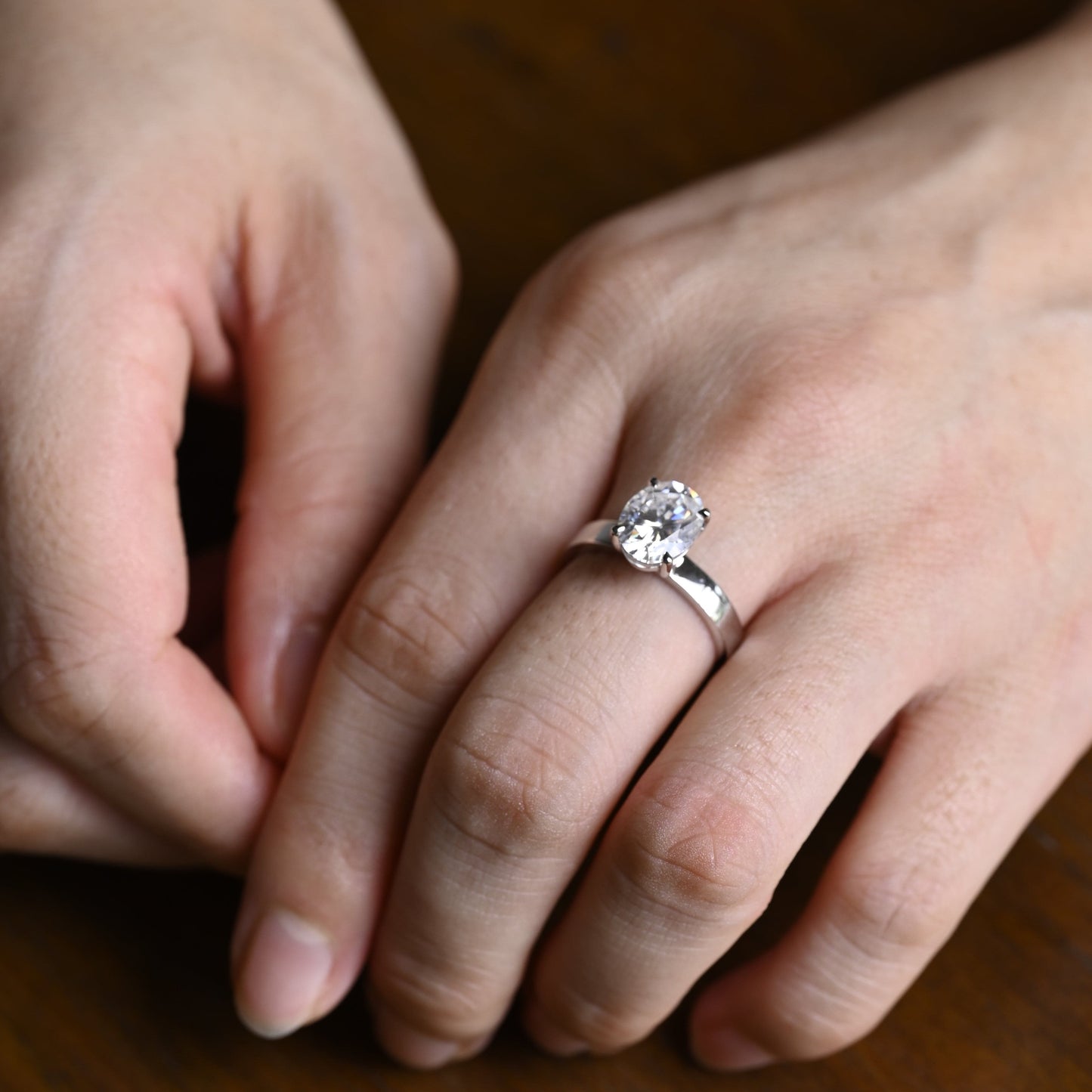 CausYou oval cut moissanite engagement ring CausYou Solid Gold 3mm Width Oval Cut Moissanite Engagement Ring, Solitaire Ring