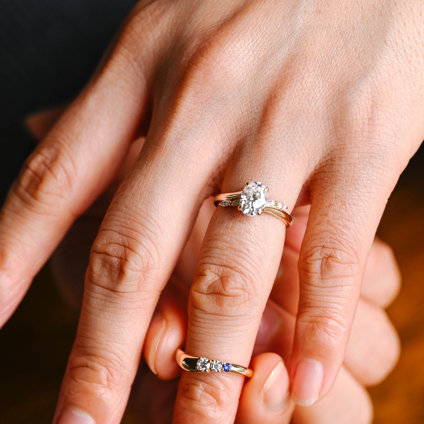 CausYou oval cut moissanite engagement ring CausYou Solid Gold Bypass Oval Cut Moissanite Engagement Ring, Leaf Wedding Ring Promise Ring for Women