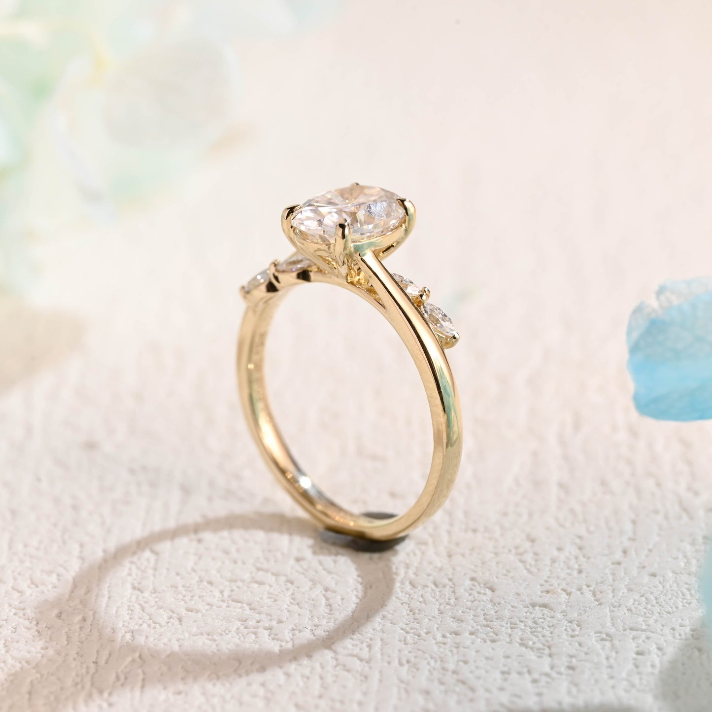 CausYou oval cut moissanite engagement ring CausYou Solid Gold Bypass Oval Cut Moissanite Engagement Ring, Leaf Wedding Ring Promise Ring for Women