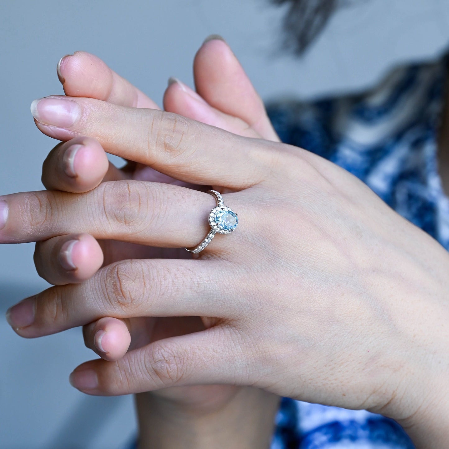 CausYou oval cut moissanite engagement ring CausYou Solid Gold Oval Cut Aquamarine Engagement Ring, Promise Ring, Proposal Ring, Gift for Women Wife