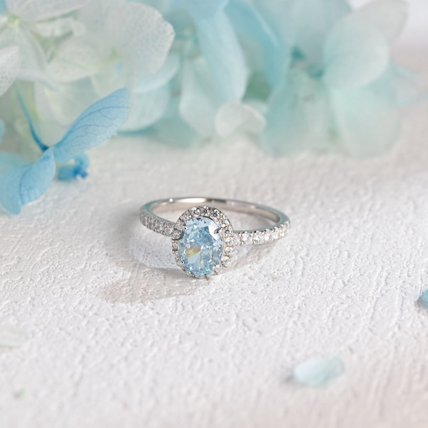 CausYou oval cut moissanite engagement ring CausYou Solid Gold Oval Cut Aquamarine Engagement Ring, Promise Ring, Proposal Ring, Gift for Women Wife