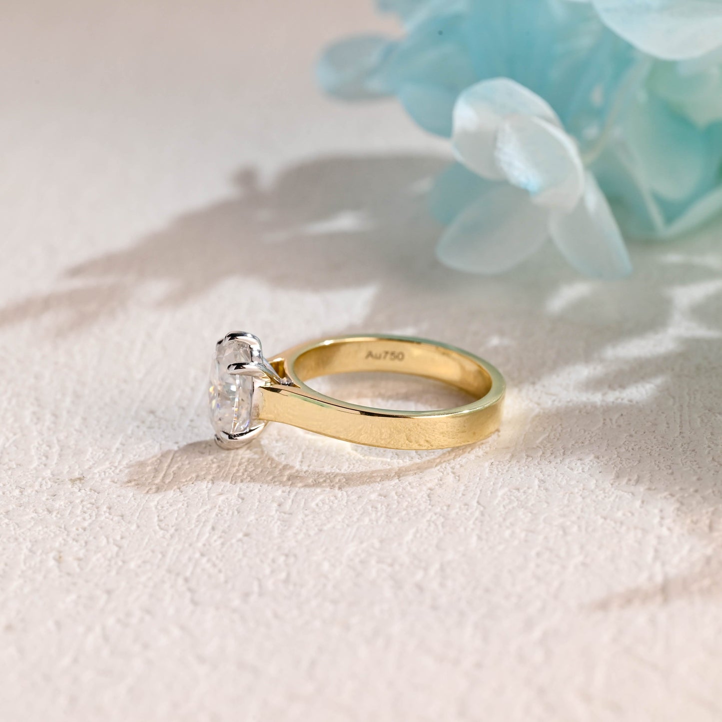 CausYou oval cut moissanite engagement ring CausYou Solid Gold Two Tone Oval Cut Moissanite Engagement Ring, Solitaire Ring, Gift for Women Wife