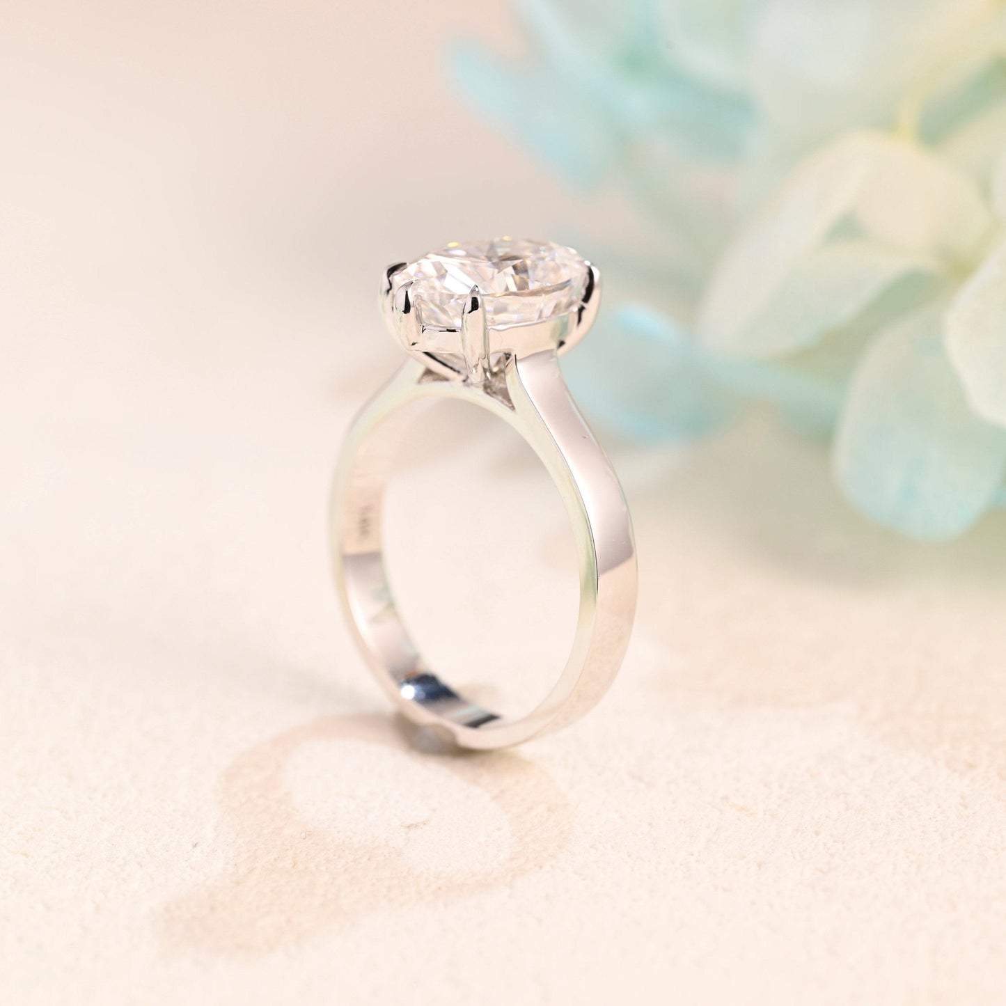 CausYou oval cut moissanite engagement ring Solid Gold 3mm Width Oval Cut Moissanite Engagement Ring, Solitaire Ring