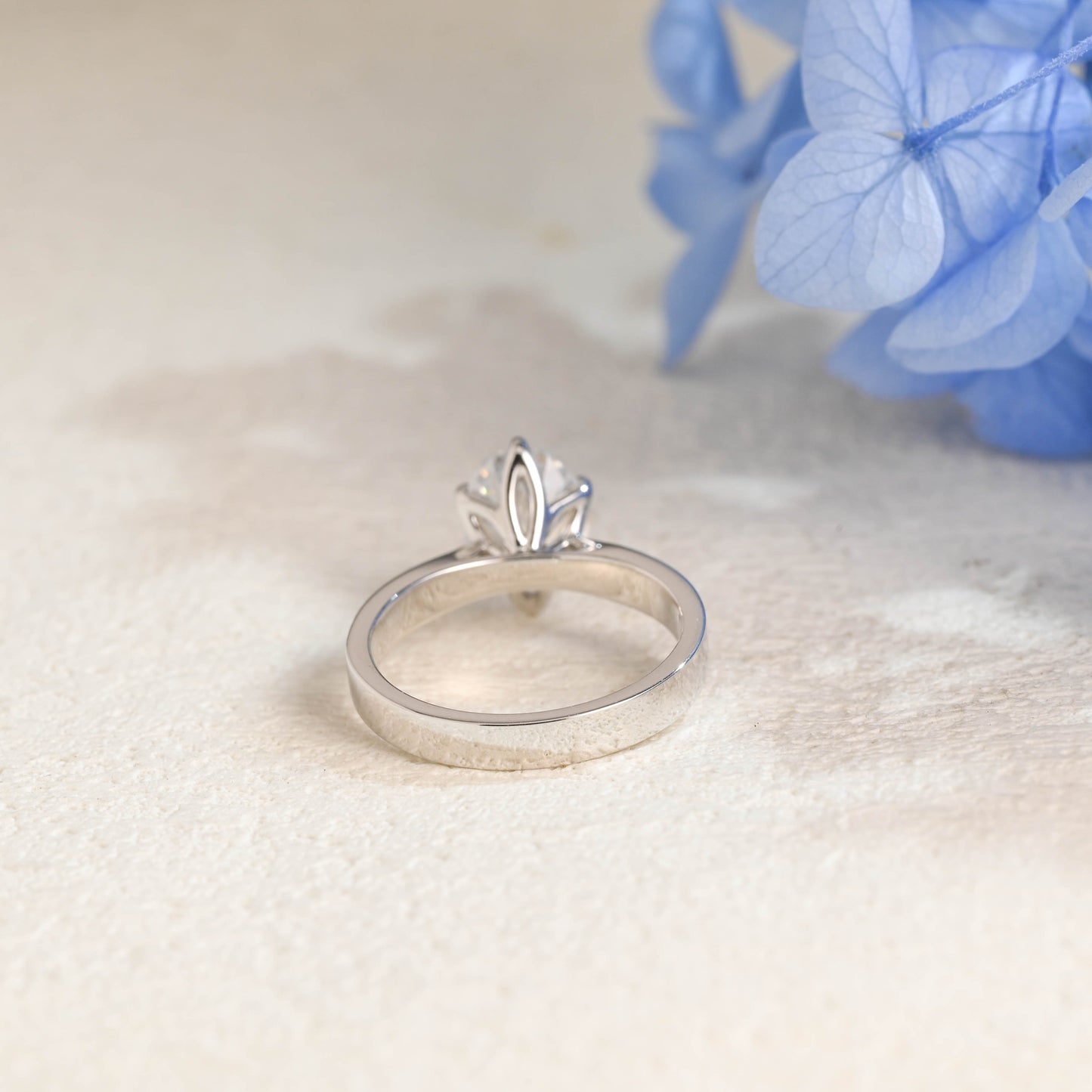 CausYou oval cut moissanite engagement ring Solid Gold 3mm Width Tulip Solitaire Oval Cut Moissanite Engagement Ring