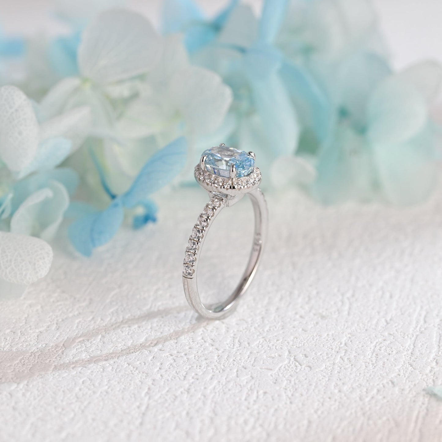 CausYou oval cut moissanite engagement ring Solid Gold Oval Cut Aquamarine Engagement Ring, Promise Ring, Proposal Ring, Gift for Women Wife