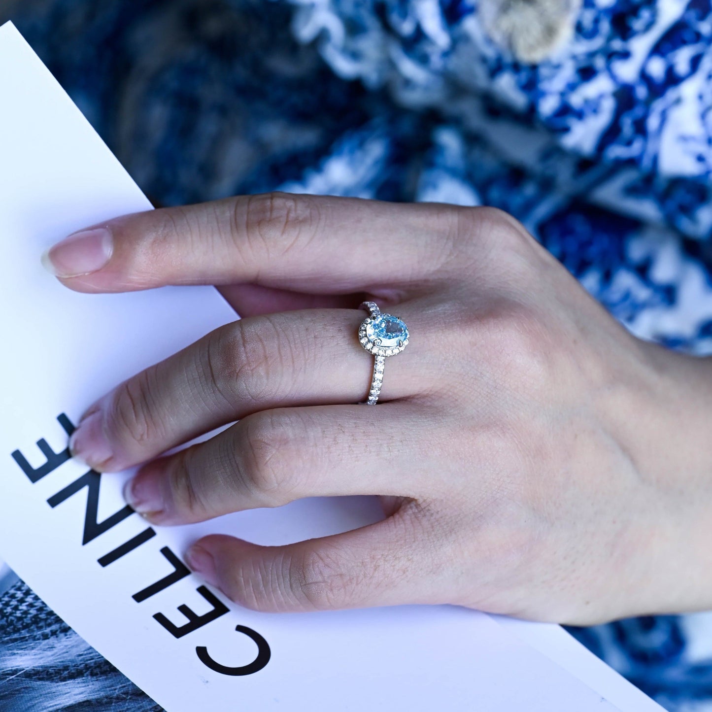 CausYou oval cut moissanite engagement ring Solid Gold Oval Cut Aquamarine Engagement Ring, Promise Ring, Proposal Ring, Gift for Women Wife
