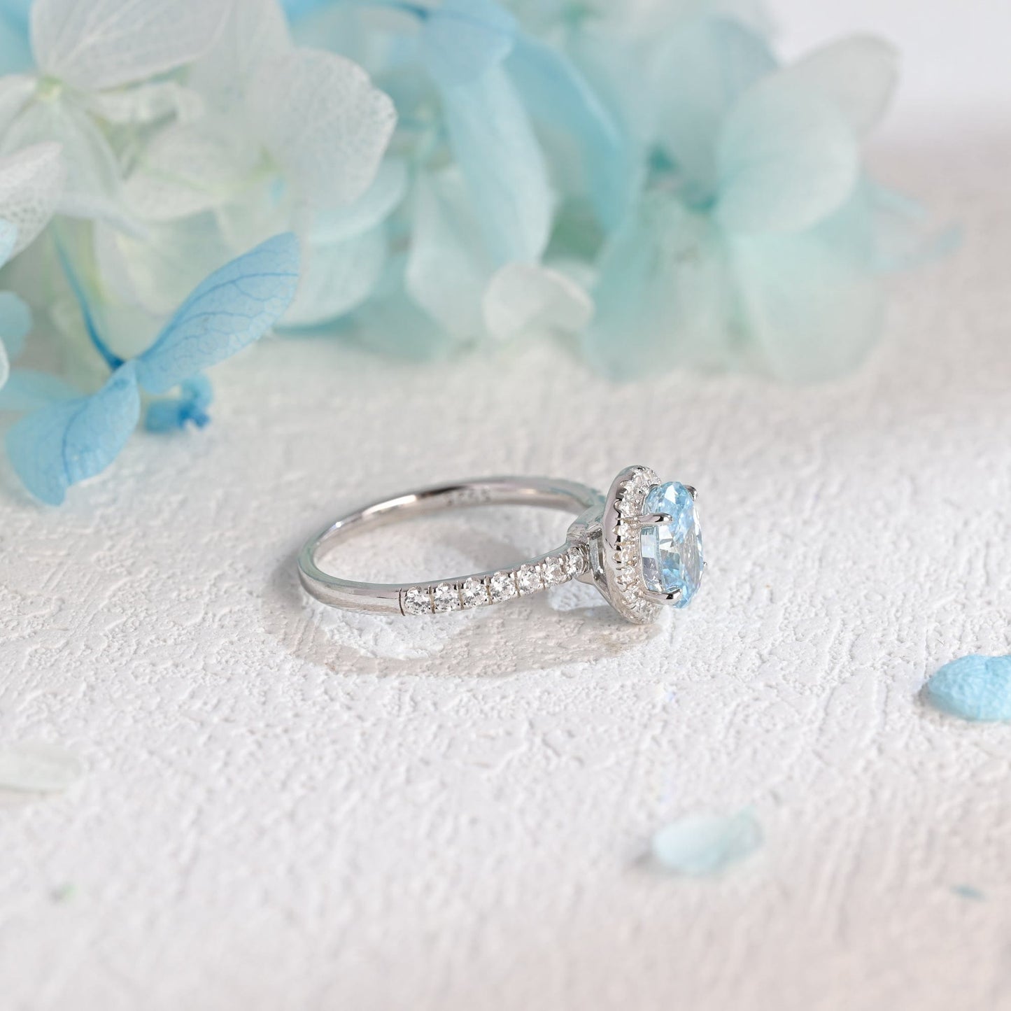 CausYou oval cut moissanite engagement ring Solid Gold Oval Cut Aquamarine Engagement Ring, Promise Ring, Proposal Ring, Gift for Women Wife