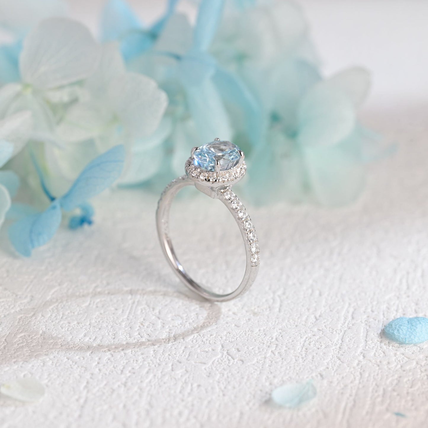 CausYou oval cut moissanite engagement ring Solid Gold Oval Cut Aquamarine Engagement Ring, Promise Ring, Proposal Ring, Gift for Women Wife