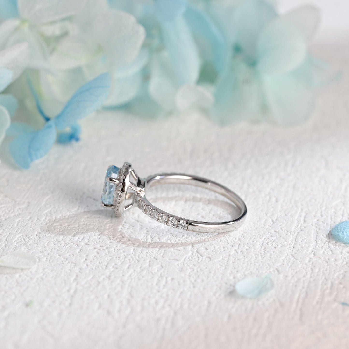 CausYou oval cut moissanite engagement ring Solid Gold Oval Cut Aquamarine Engagement Ring, Promise Ring, Proposal Ring, Gift for Women Wife