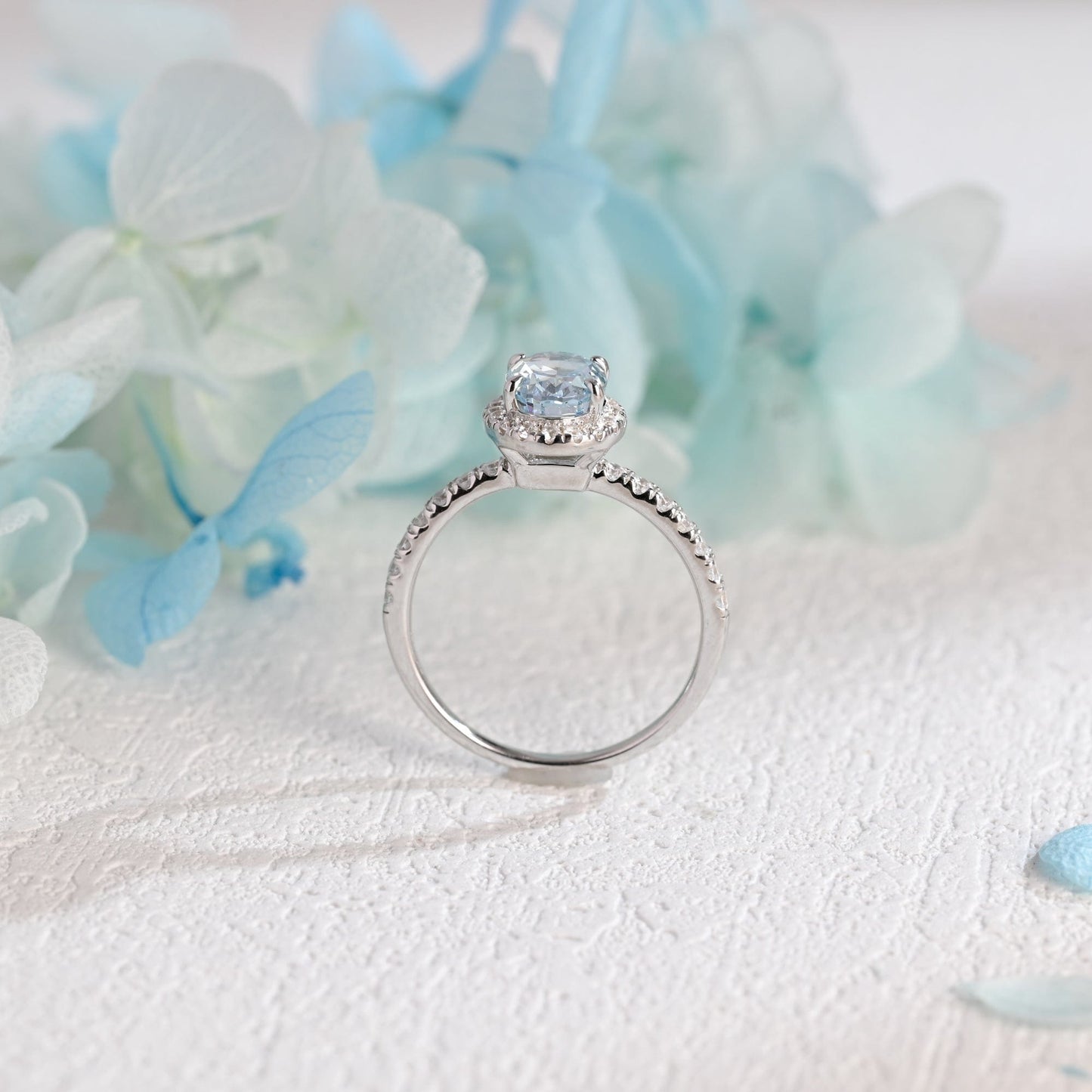 CausYou oval cut moissanite engagement ring Solid Gold Oval Cut Aquamarine Engagement Ring, Promise Ring, Proposal Ring, Gift for Women Wife