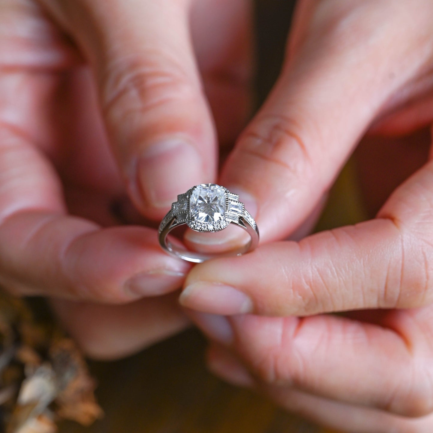 CausYou oval cut moissanite engagement ring Solid Gold Oval Cut Moissanite Engagement Ring
