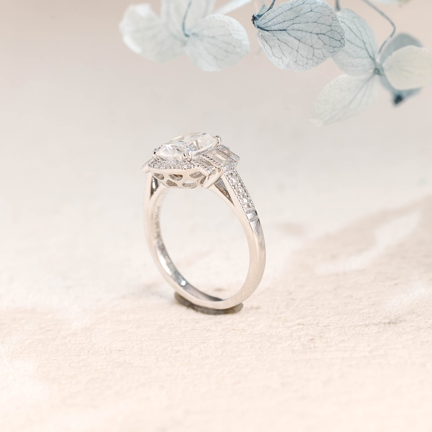 CausYou oval cut moissanite engagement ring Solid Gold Oval Cut Moissanite Engagement Ring
