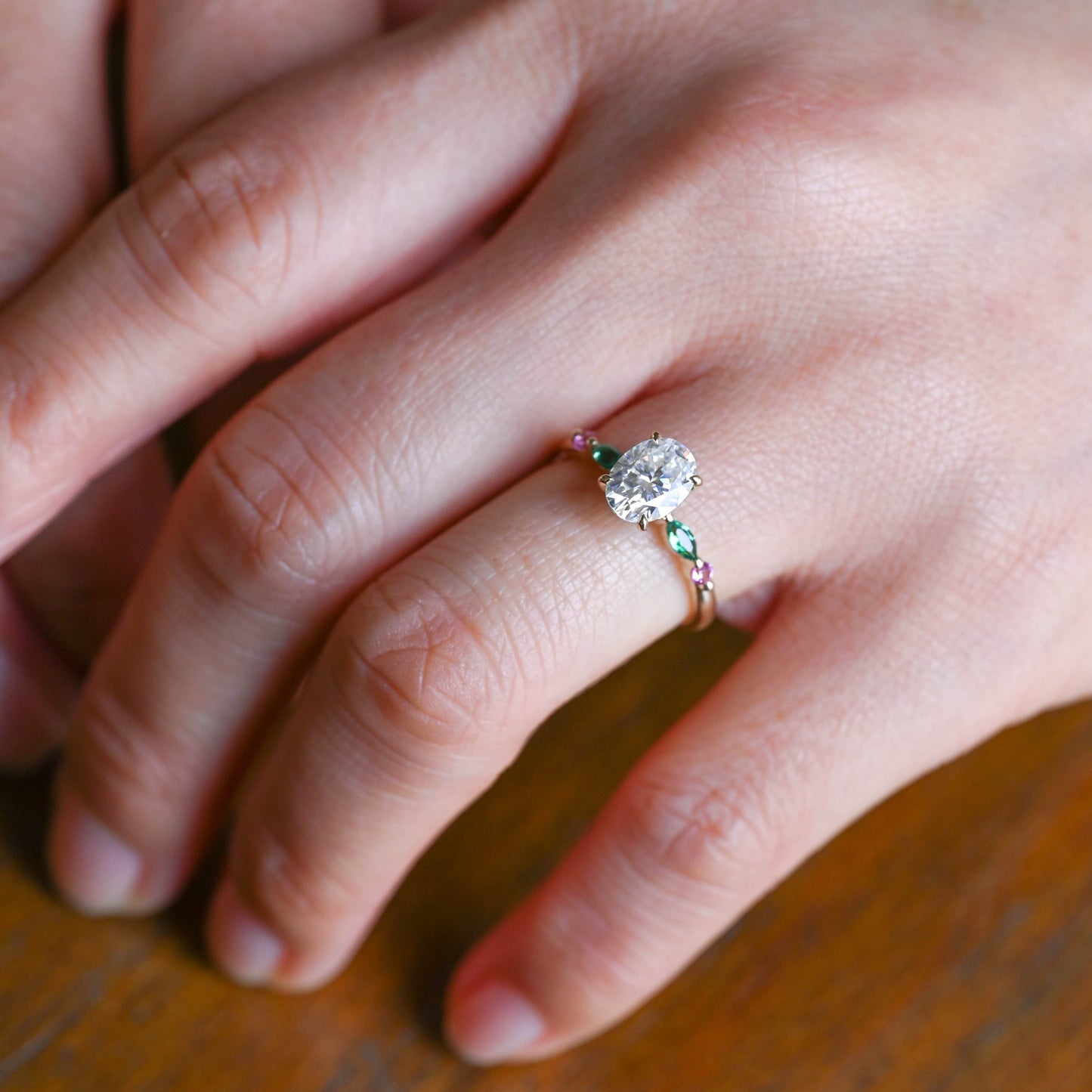 CausYou oval cut moissanite engagement ring Solid Gold Oval Cut Moissanite Engagement Ring