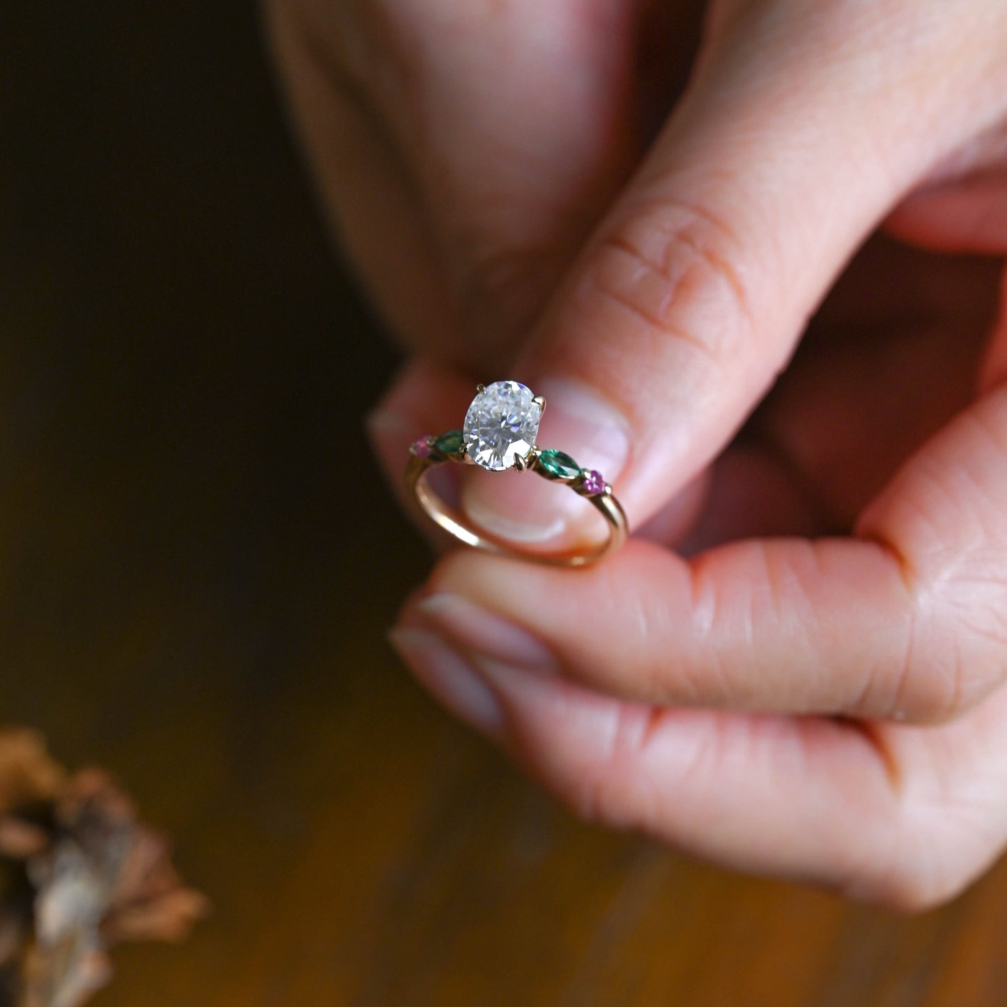 CausYou oval cut moissanite engagement ring Solid Gold Oval Cut Moissanite Engagement Ring