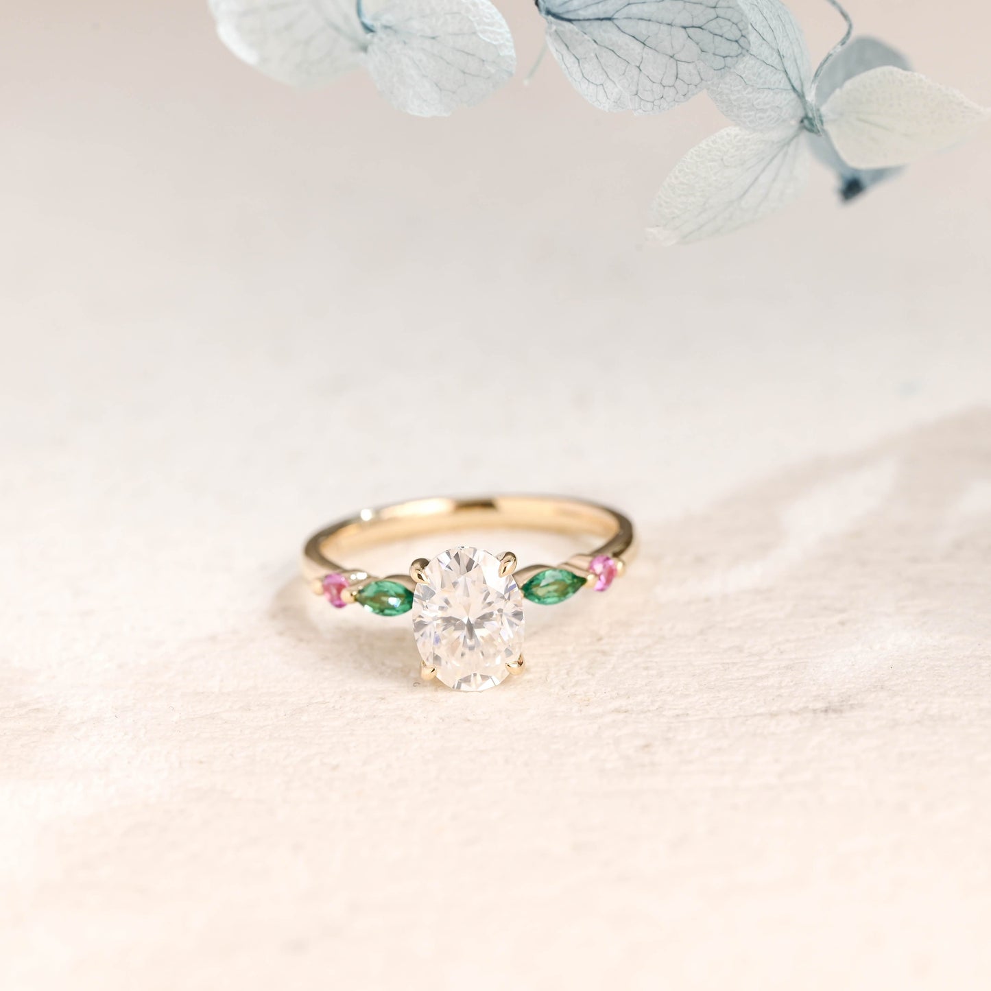 CausYou oval cut moissanite engagement ring Solid Gold Oval Cut Moissanite Engagement Ring
