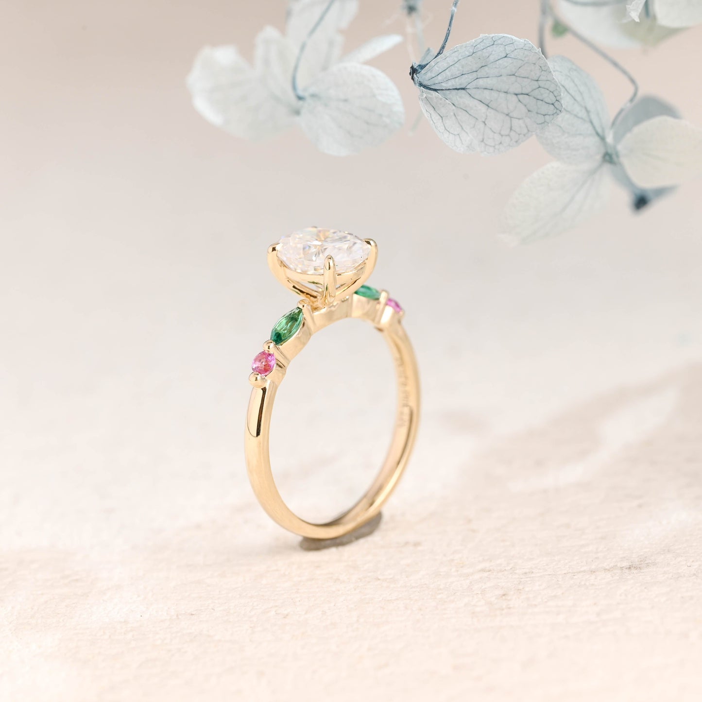 CausYou oval cut moissanite engagement ring Solid Gold Oval Cut Moissanite Engagement Ring
