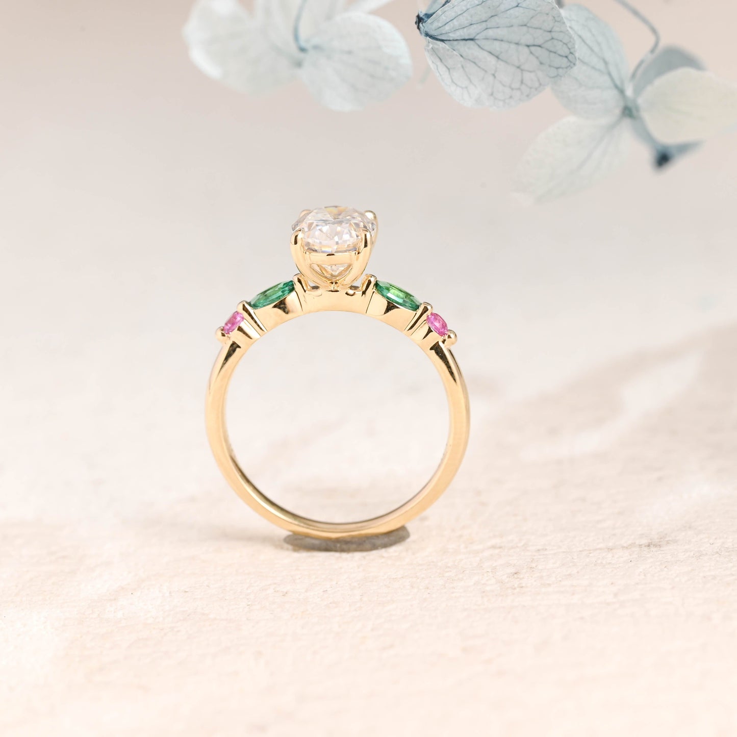 CausYou oval cut moissanite engagement ring Solid Gold Oval Cut Moissanite Engagement Ring