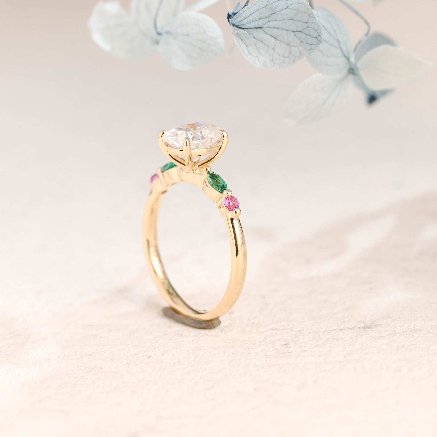 CausYou oval cut moissanite engagement ring Solid Gold Oval Cut Moissanite Engagement Ring