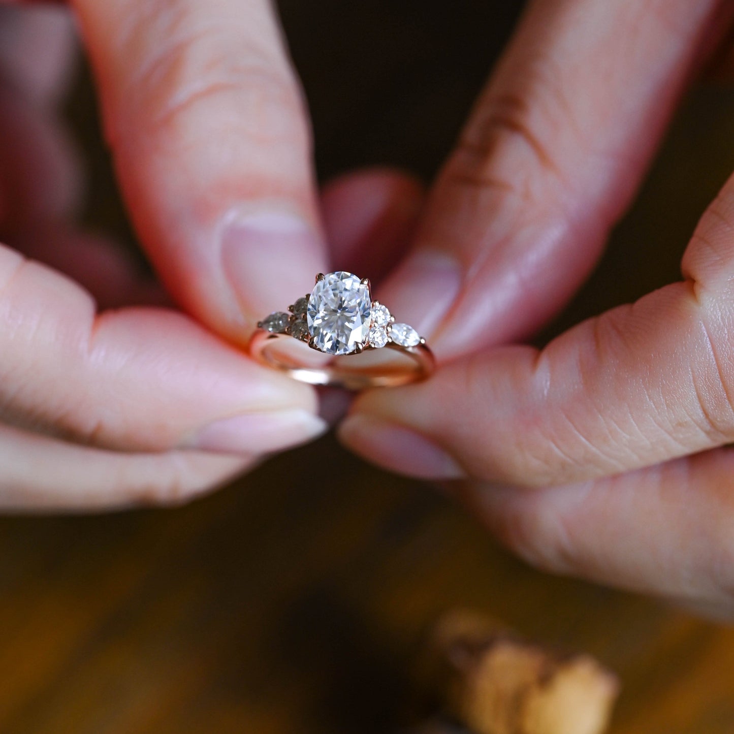 CausYou oval cut moissanite engagement ring Solid Gold Oval Cut Moissanite Engagement Ring