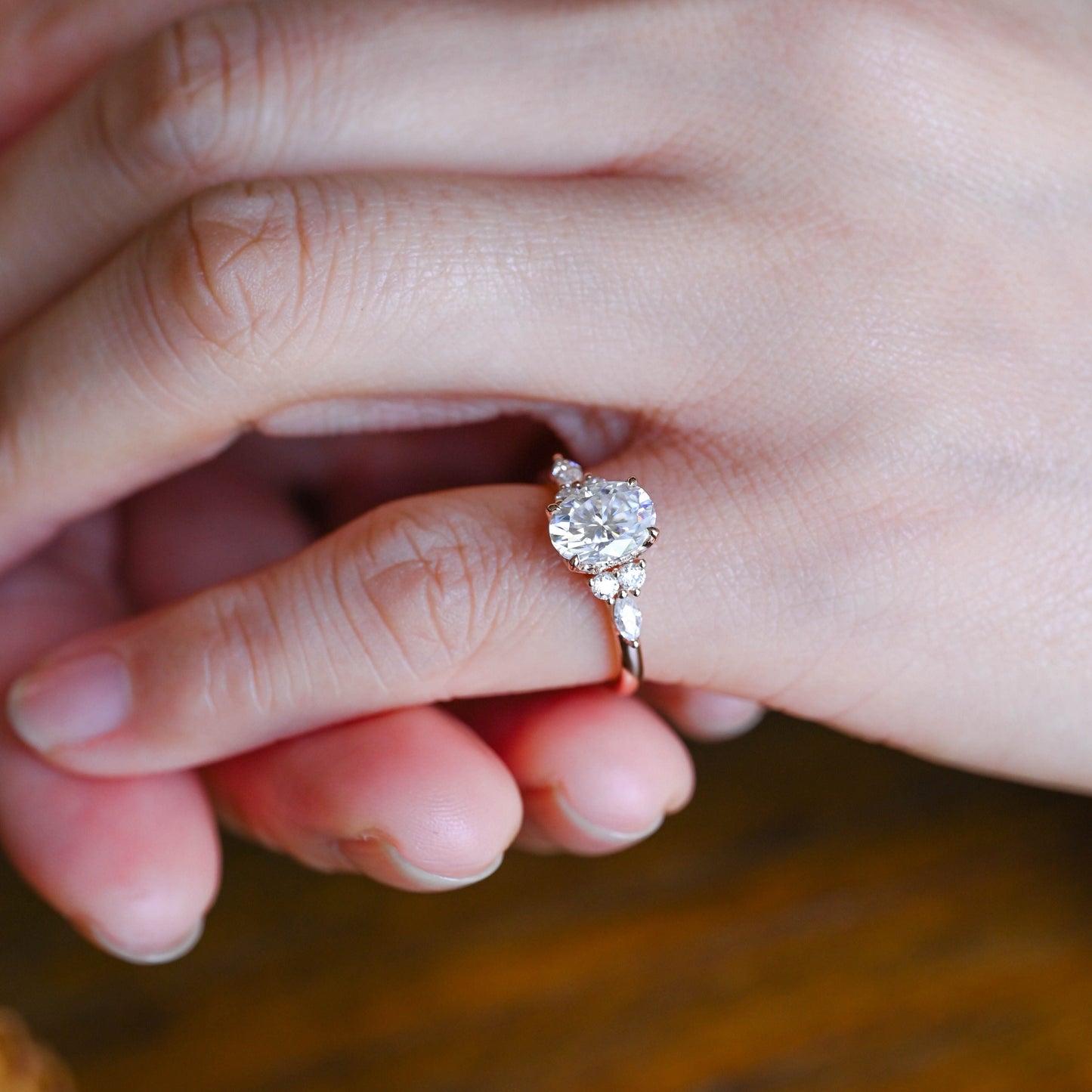 CausYou oval cut moissanite engagement ring Solid Gold Oval Cut Moissanite Engagement Ring