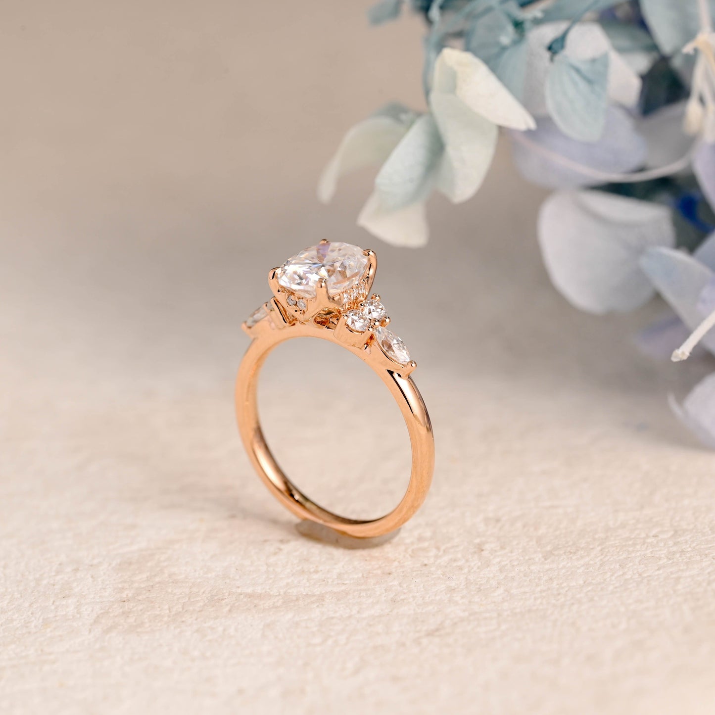 CausYou oval cut moissanite engagement ring Solid Gold Oval Cut Moissanite Engagement Ring