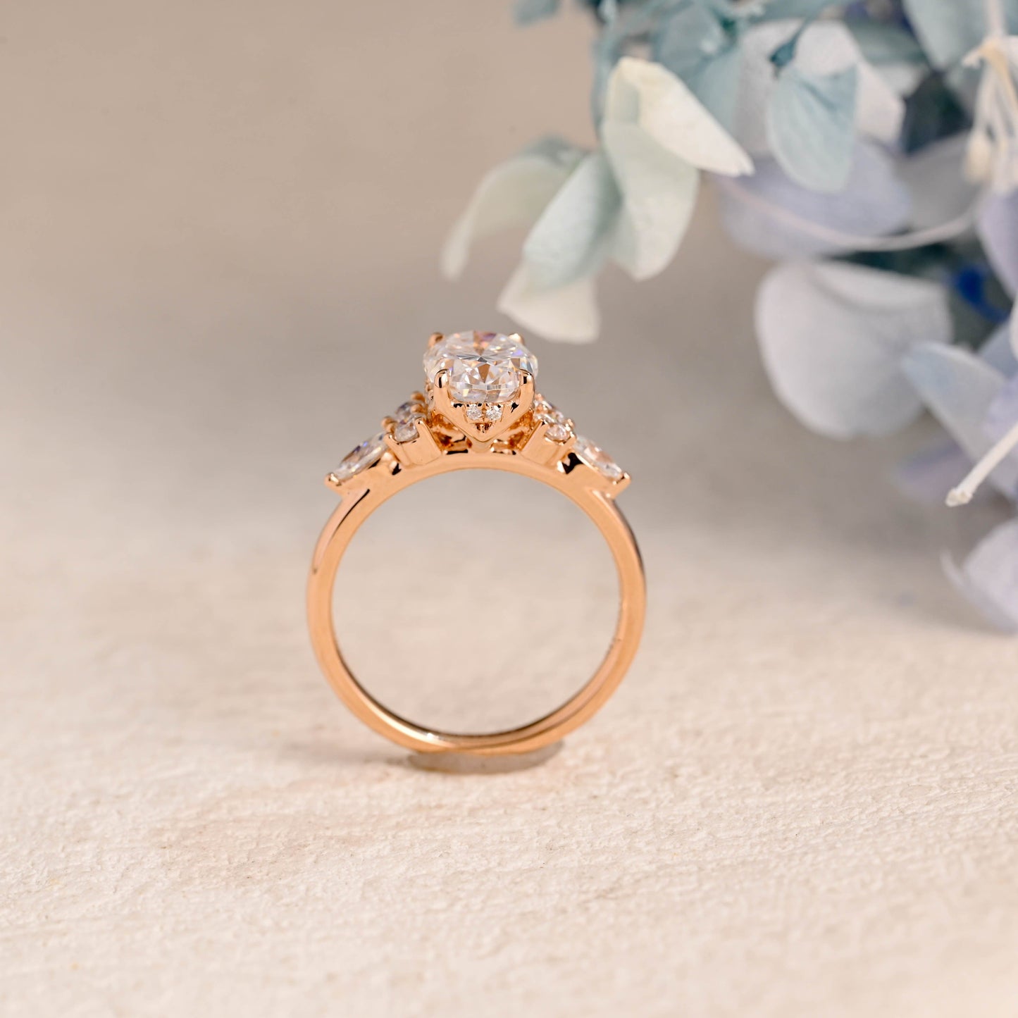 CausYou oval cut moissanite engagement ring Solid Gold Oval Cut Moissanite Engagement Ring