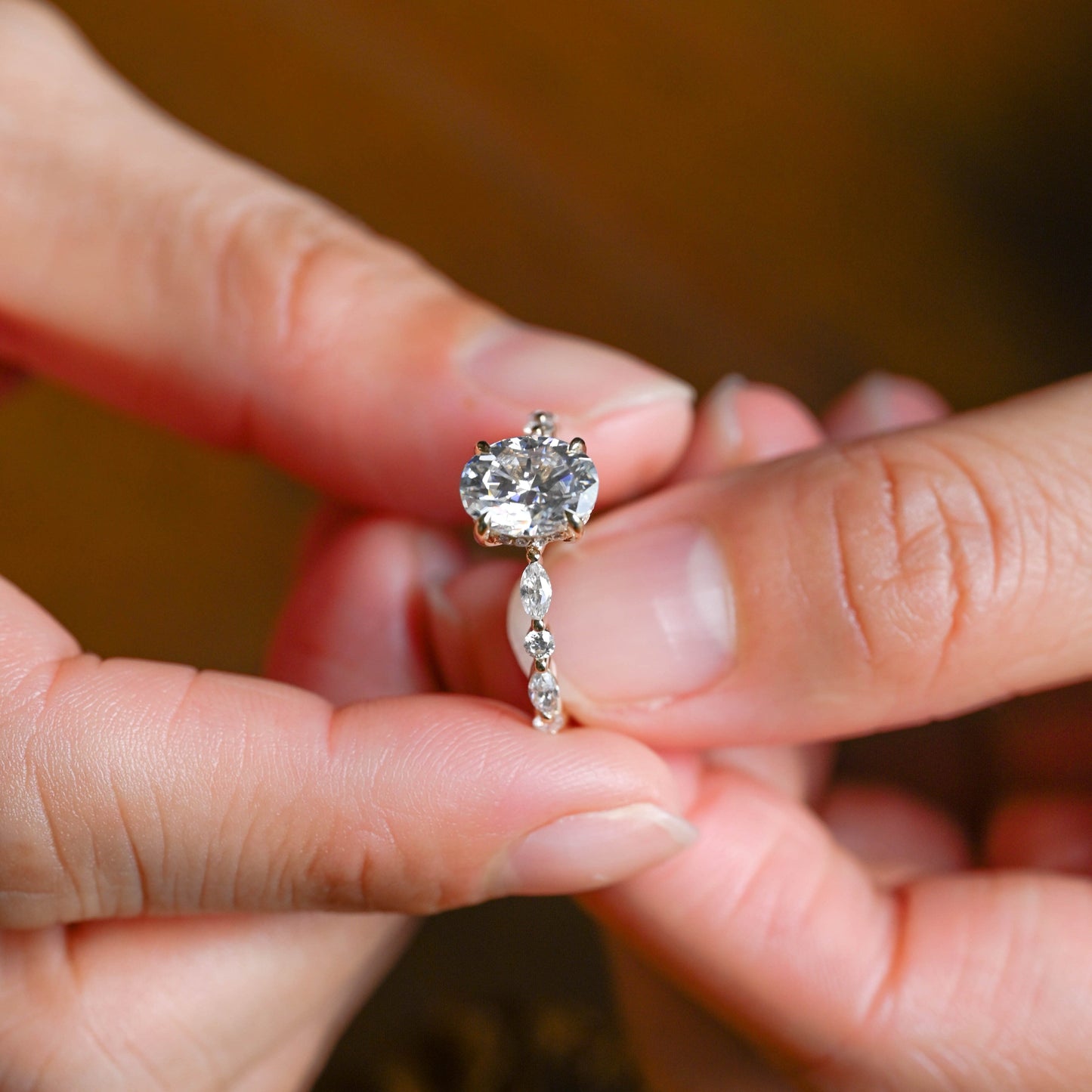 CausYou oval cut moissanite engagement ring Solid Gold Oval Cut Moissanite Engagement Ring