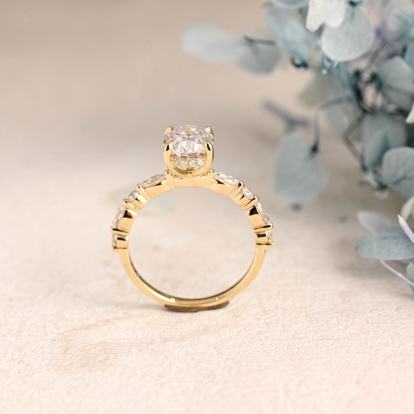 CausYou oval cut moissanite engagement ring Solid Gold Oval Cut Moissanite Engagement Ring