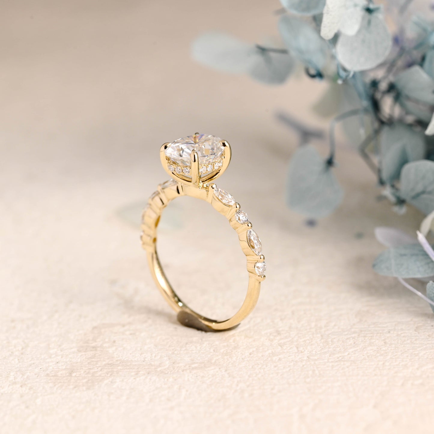 CausYou oval cut moissanite engagement ring Solid Gold Oval Cut Moissanite Engagement Ring