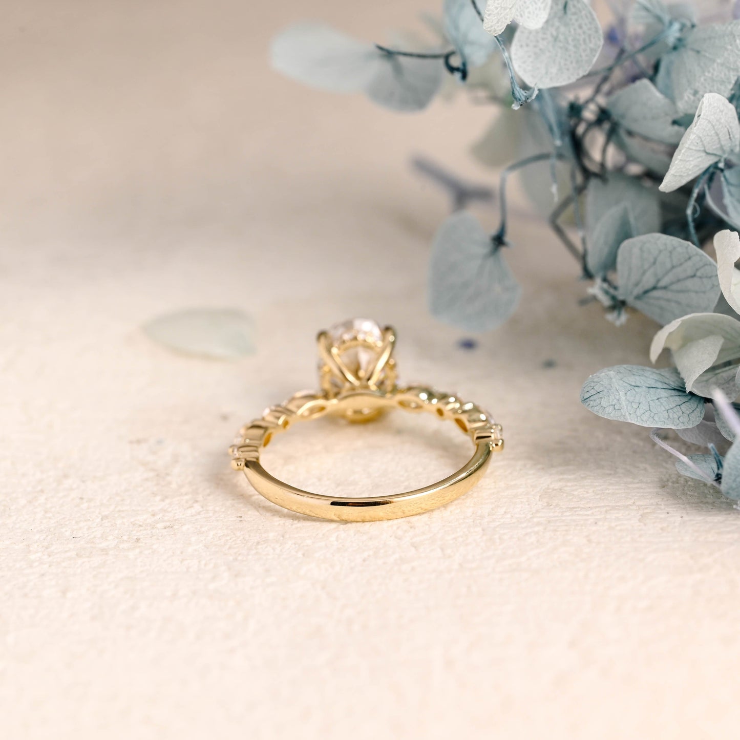 CausYou oval cut moissanite engagement ring Solid Gold Oval Cut Moissanite Engagement Ring