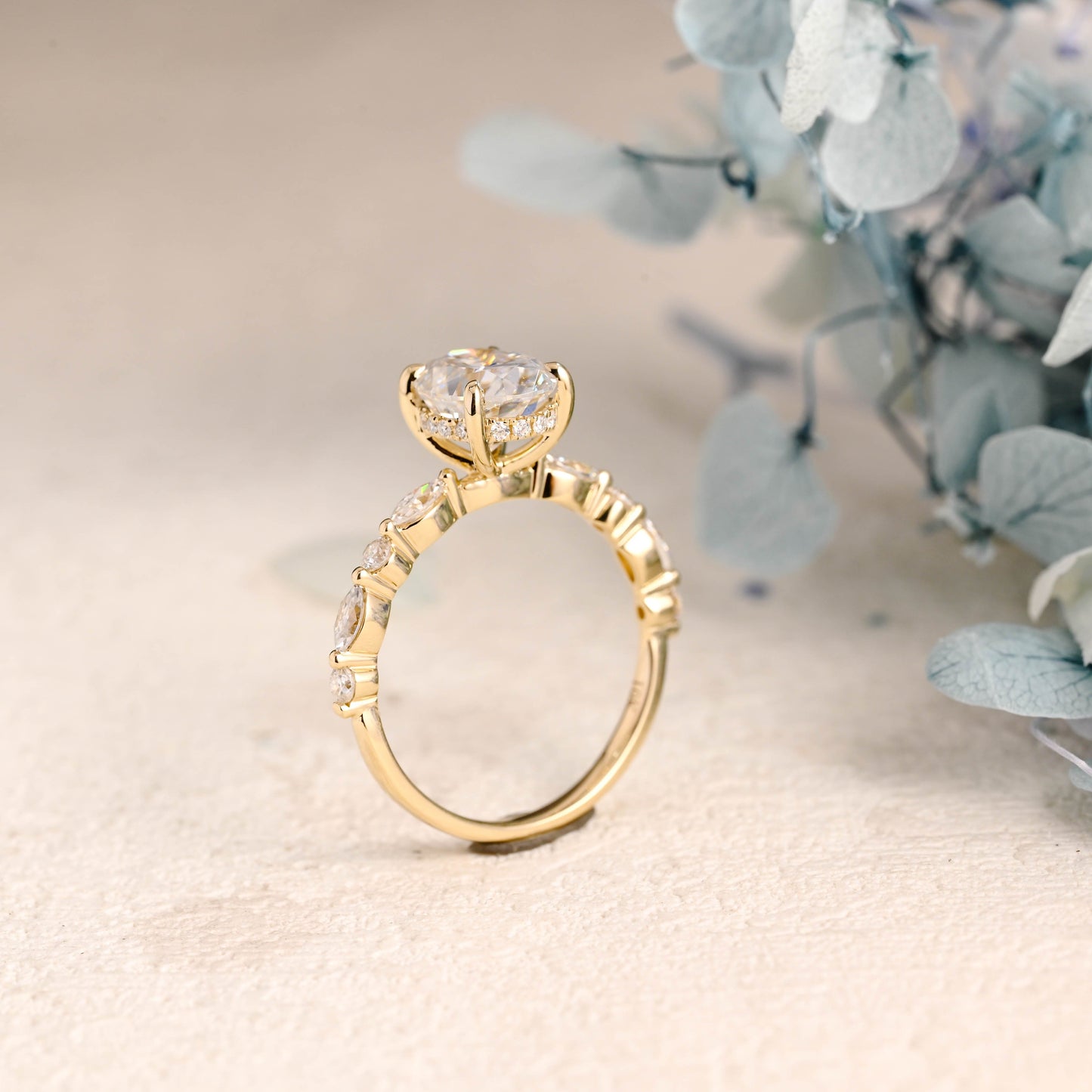 CausYou oval cut moissanite engagement ring Solid Gold Oval Cut Moissanite Engagement Ring