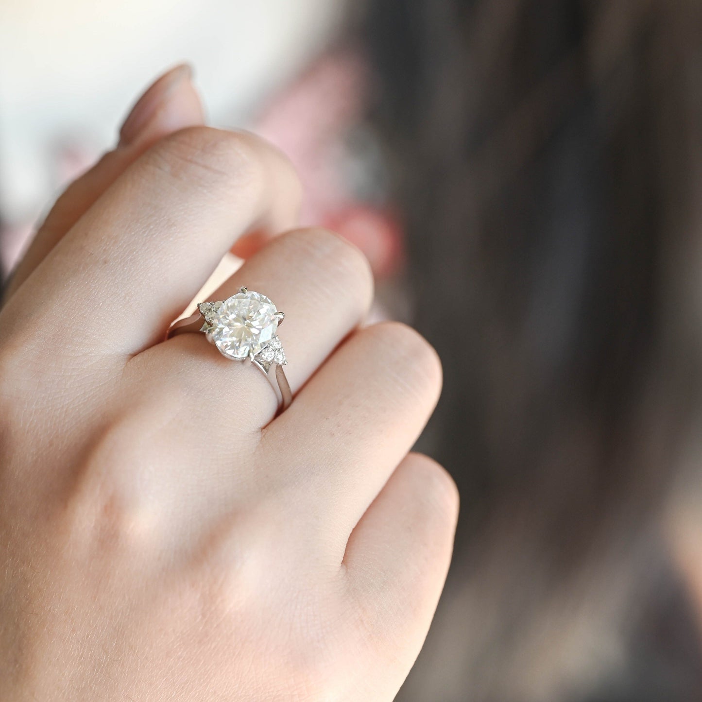 CausYou oval cut moissanite engagement ring Solid Gold Oval Cut Moissanite Engagement Ring, Cathedral Setting Promise Ring, Proposal Ring, Gift for Woman, Wife