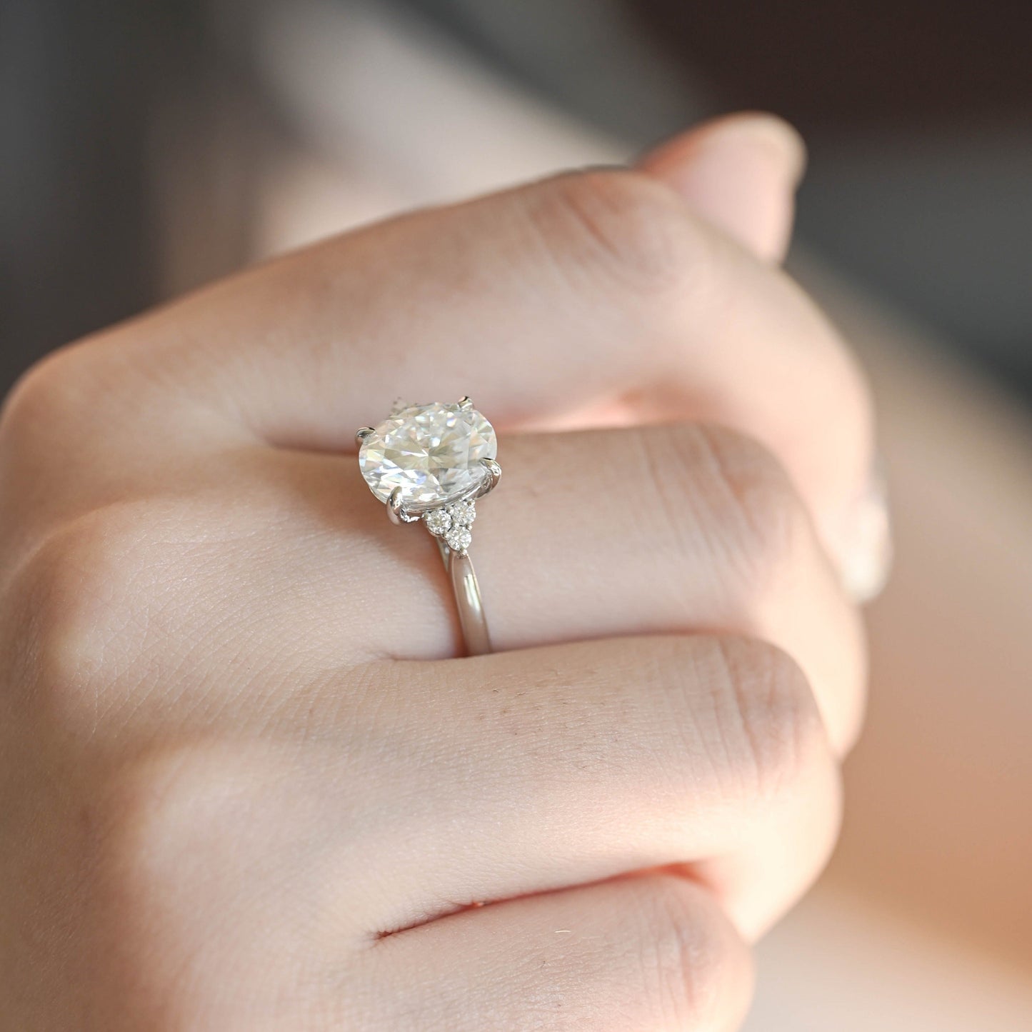 CausYou oval cut moissanite engagement ring Solid Gold Oval Cut Moissanite Engagement Ring, Cathedral Setting Promise Ring, Proposal Ring, Gift for Woman, Wife