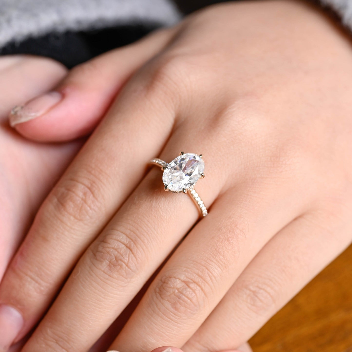 CausYou oval cut moissanite engagement ring Solid Gold Oval Cut Moissanite Engagement Ring, Promise Ring, Proposal Ring, Gift for Woman, Wife