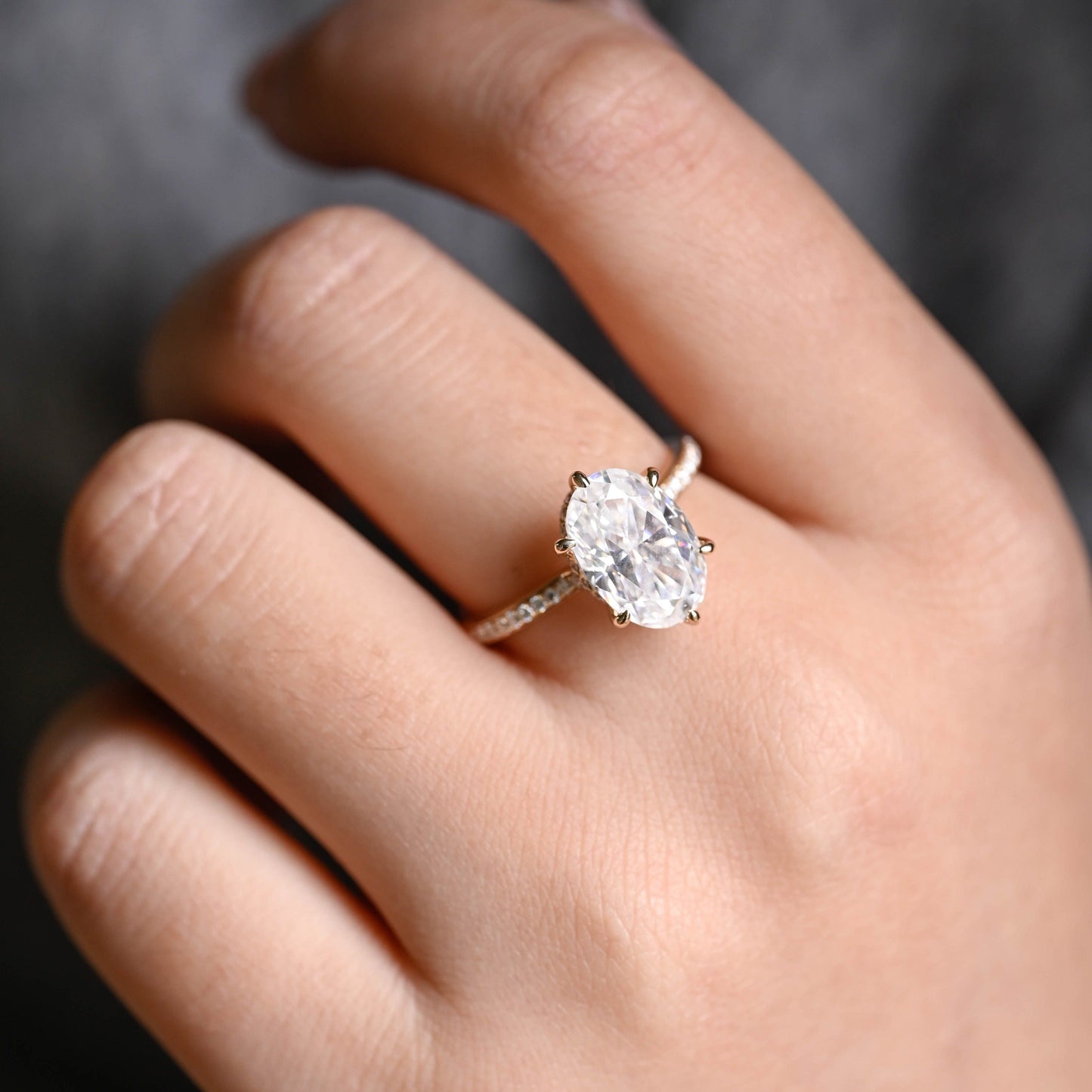 CausYou oval cut moissanite engagement ring Solid Gold Oval Cut Moissanite Engagement Ring, Promise Ring, Proposal Ring, Gift for Woman, Wife