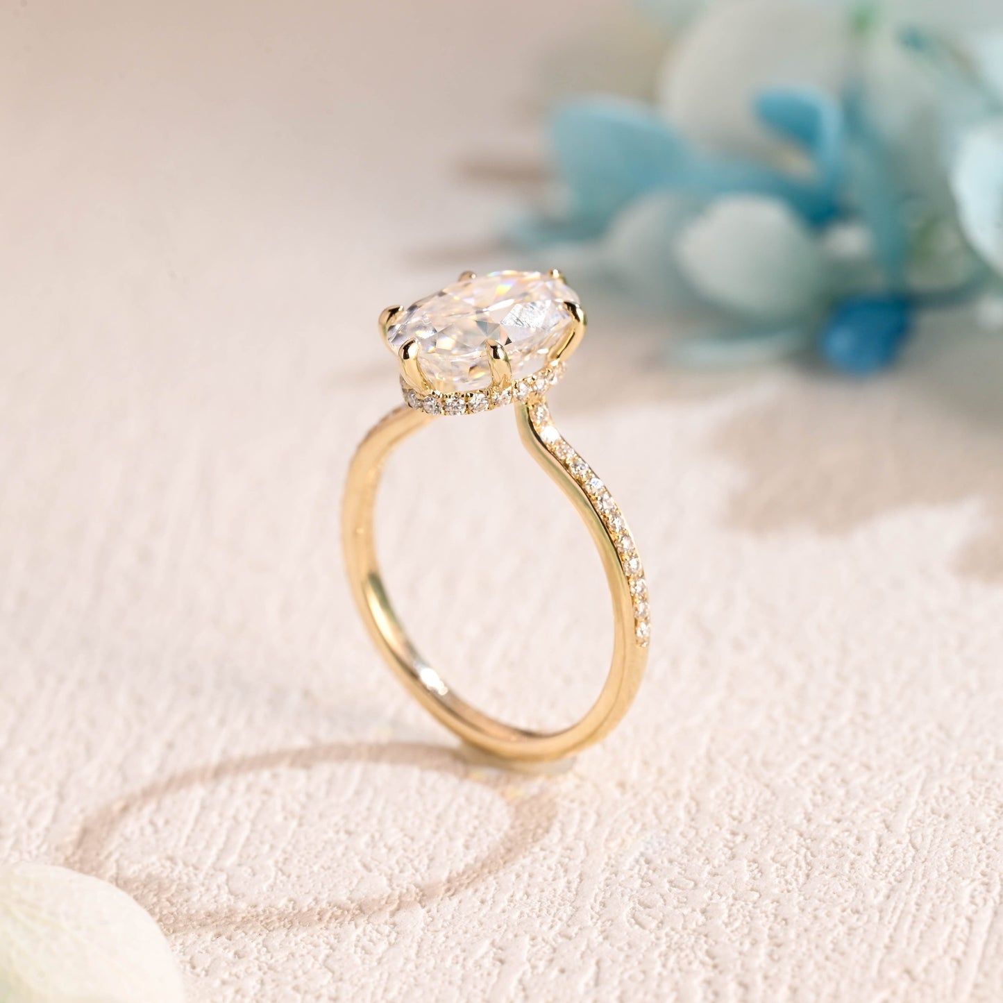 CausYou oval cut moissanite engagement ring Solid Gold Oval Cut Moissanite Engagement Ring, Promise Ring, Proposal Ring, Gift for Woman, Wife