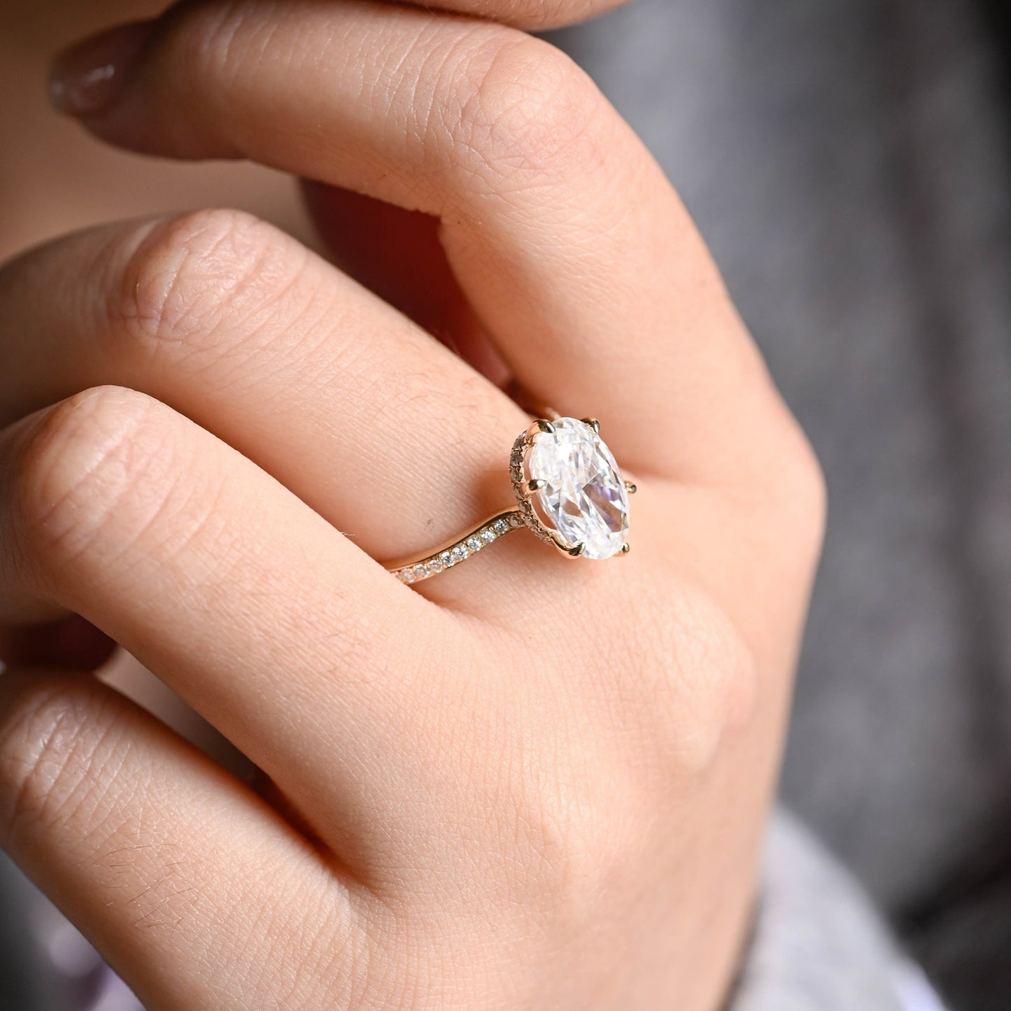 CausYou oval cut moissanite engagement ring Solid Gold Oval Cut Moissanite Engagement Ring, Promise Ring, Proposal Ring, Gift for Woman, Wife
