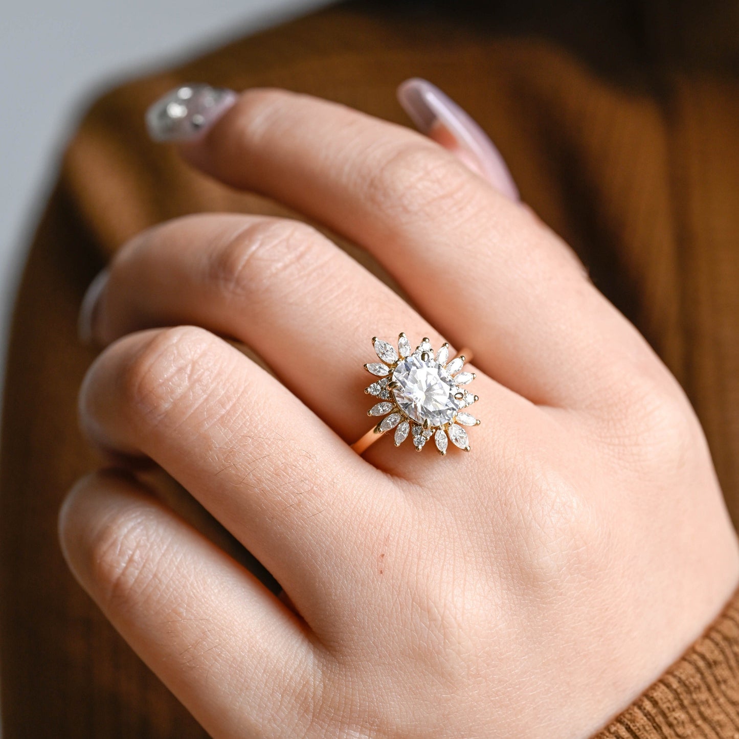 CausYou oval cut moissanite engagement ring Solid Gold Oval Cut Moissanite Engagement Ring, Promise Ring, Proposal Ring, Gift for Women Wife