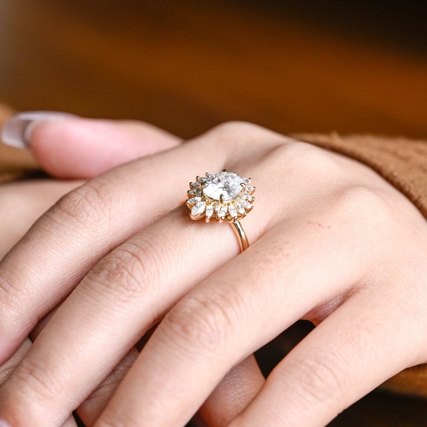 CausYou oval cut moissanite engagement ring Solid Gold Oval Cut Moissanite Engagement Ring, Promise Ring, Proposal Ring, Gift for Women Wife